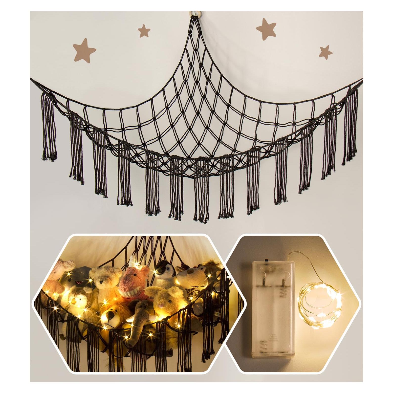 Hamaca de Peluches RelaxScene con Luz LED - Almacenamiento Negro