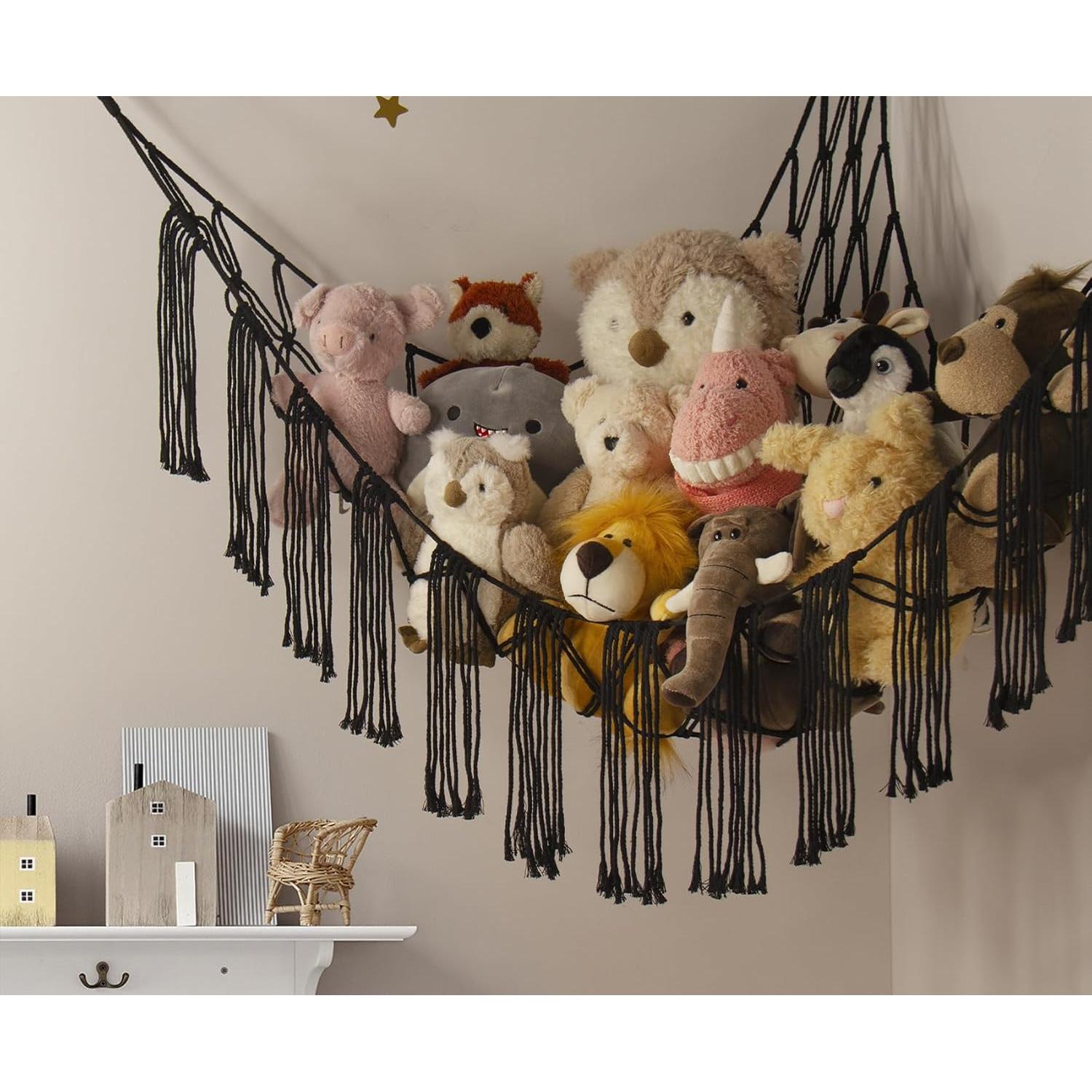 Hamaca de Peluches RelaxScene con Luz LED - Almacenamiento Negro