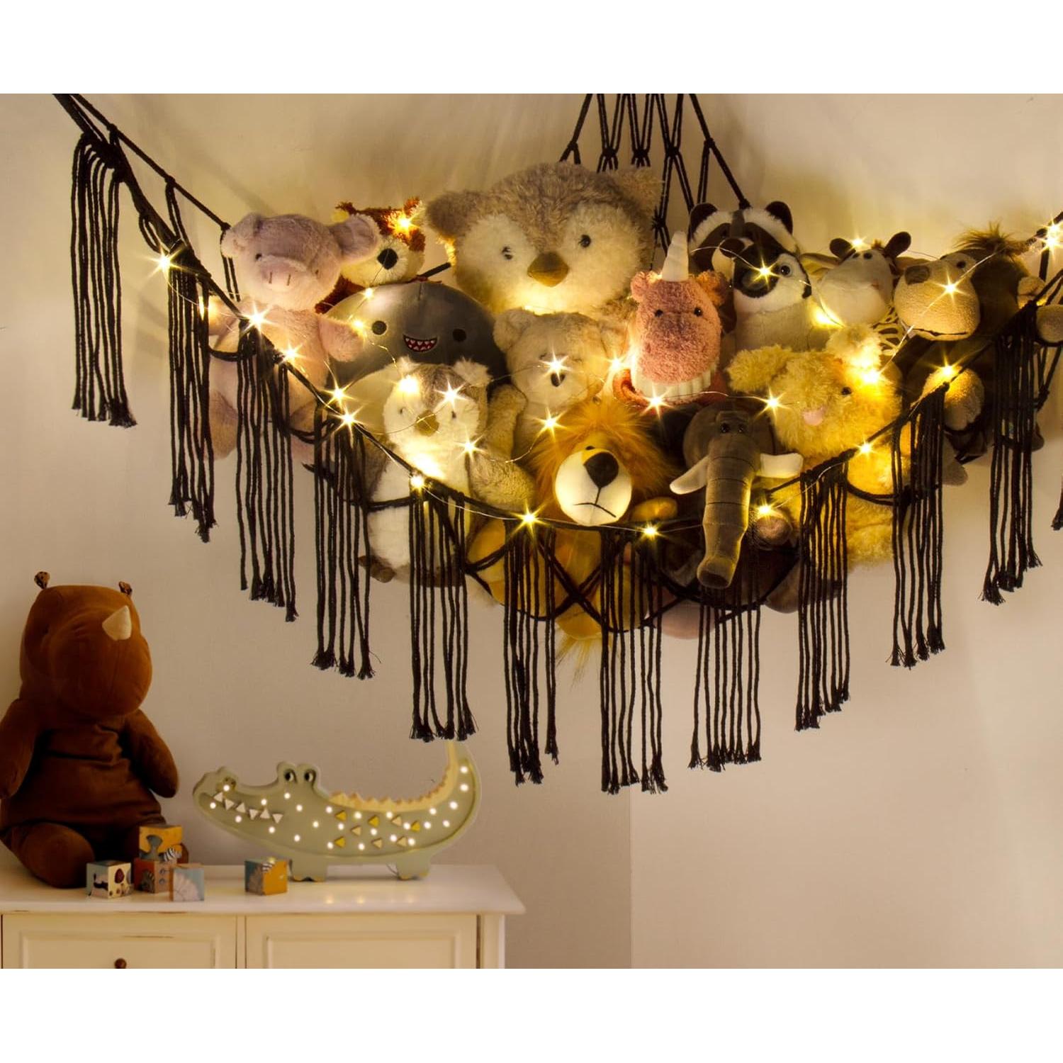 Hamaca de Peluches RelaxScene con Luz LED - Almacenamiento Negro