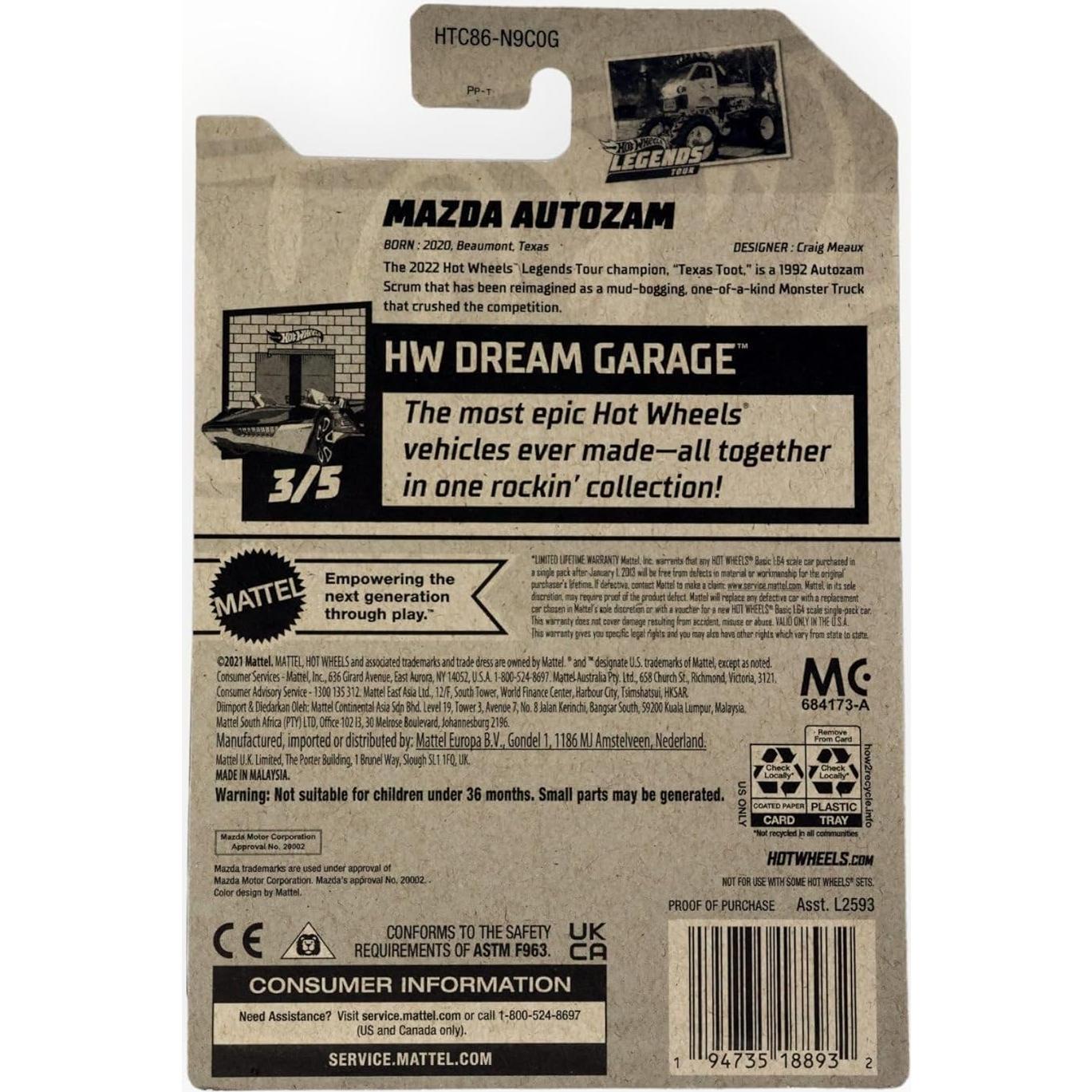 Auto de Juguete Mazda Autozam Hot Wheels 2021 Azul