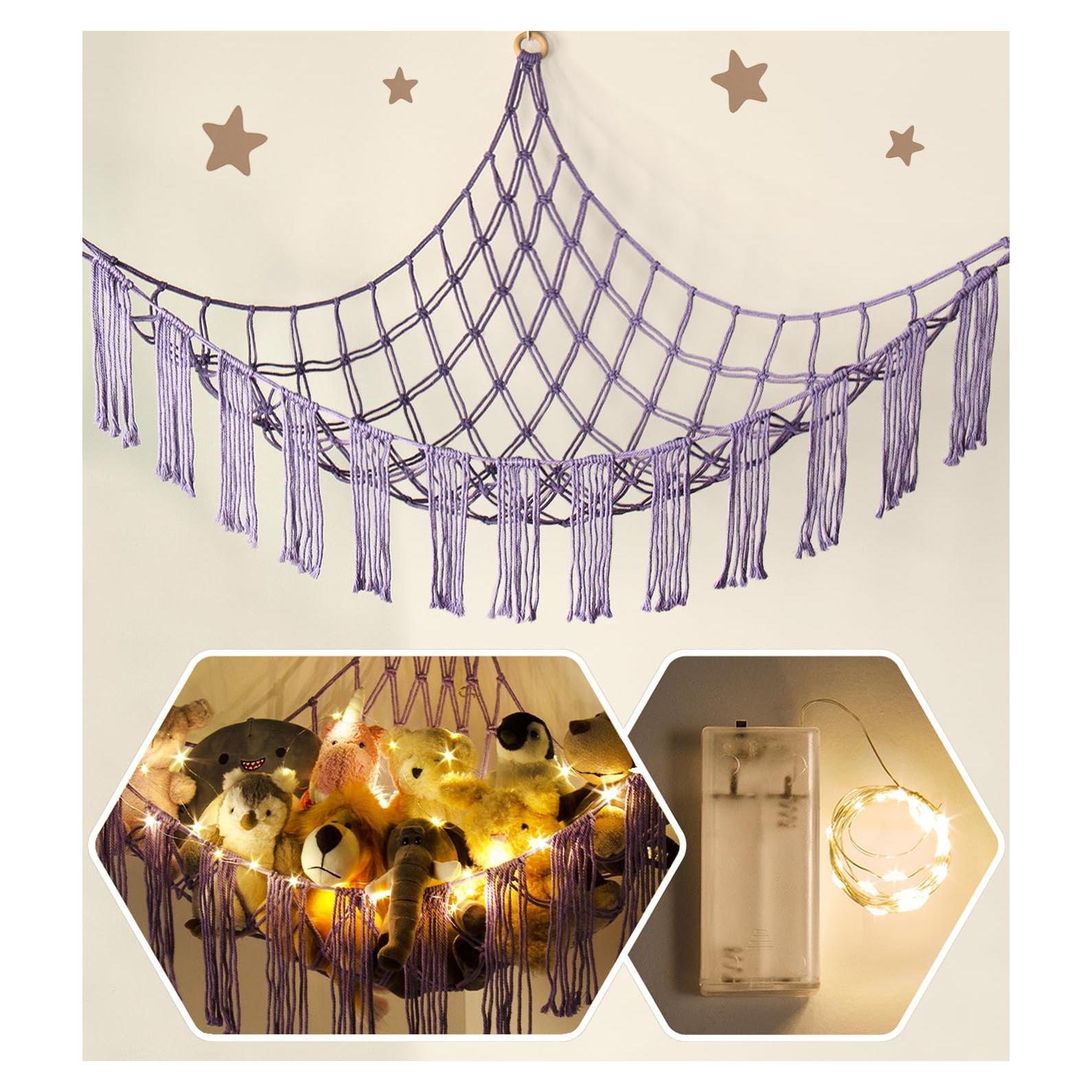 Hamaca Organizadora de Peluches RelaxScene Morada LED