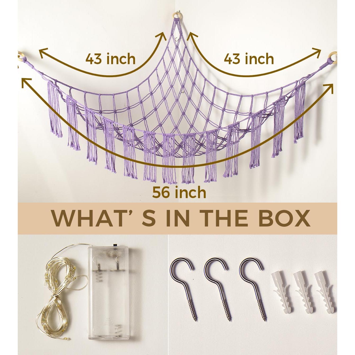 Hamaca Organizadora de Peluches RelaxScene Morada LED