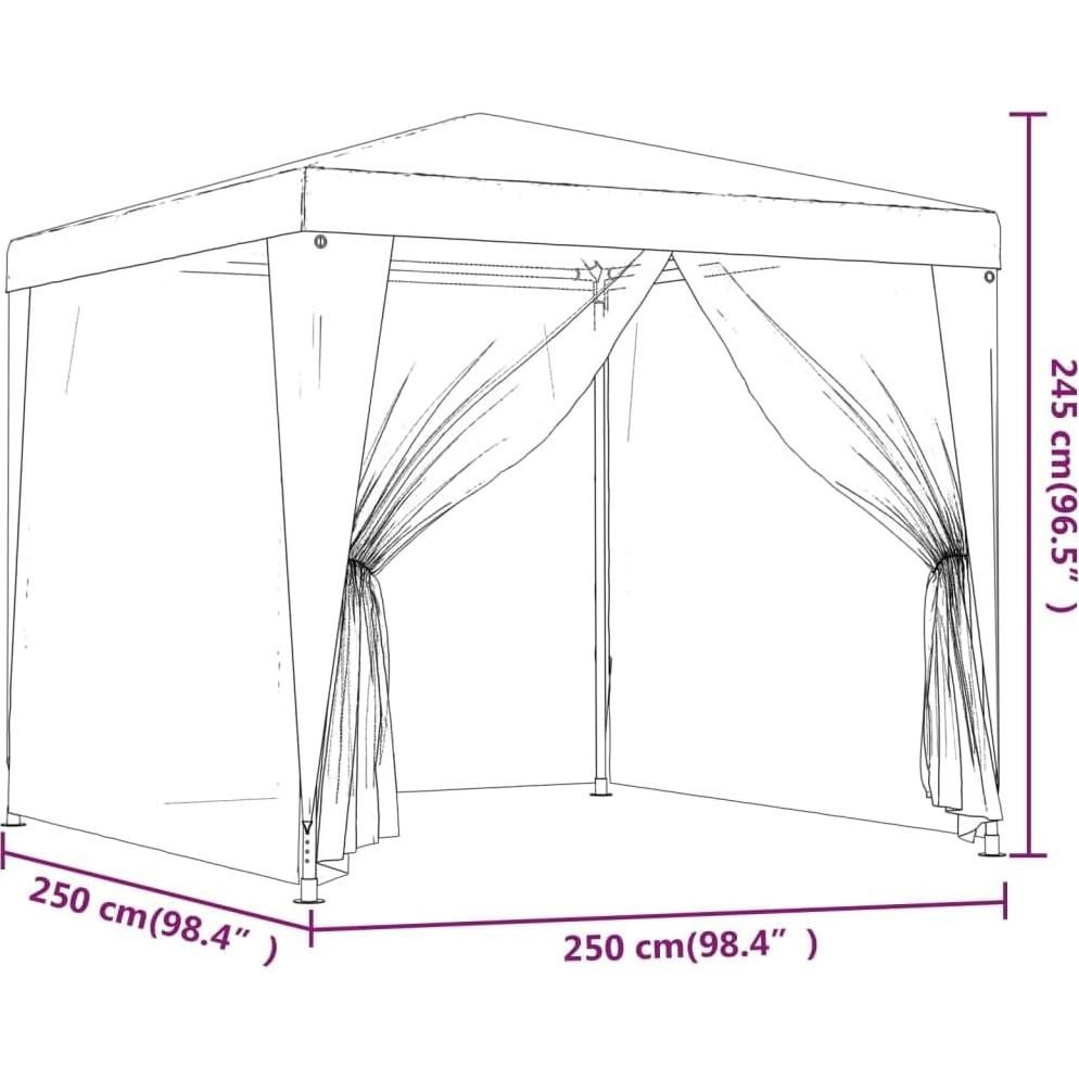 Carpa de Fiesta Premium KCCLVER 2.5m x 2.5m Blanca con Malla