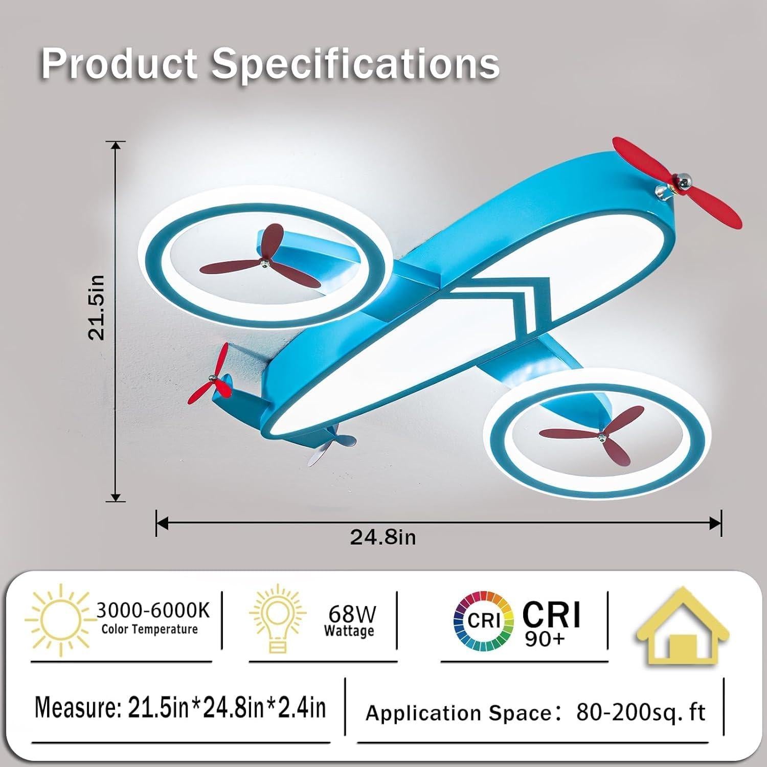 Luz de Techo LED YUDINGKEJI Aviación Azul 68W Control Remoto