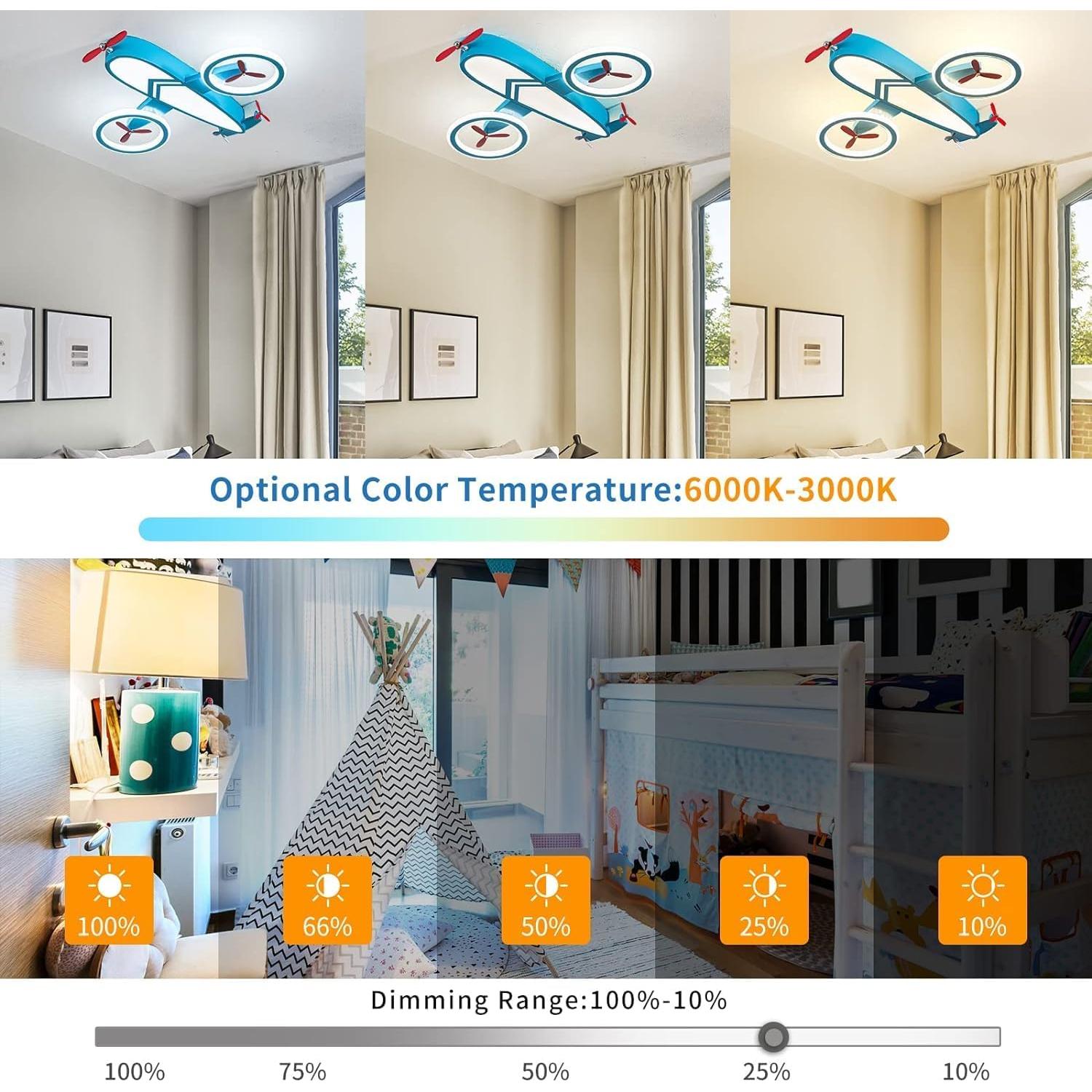 Luz de Techo LED YUDINGKEJI Aviación Azul 68W Control Remoto
