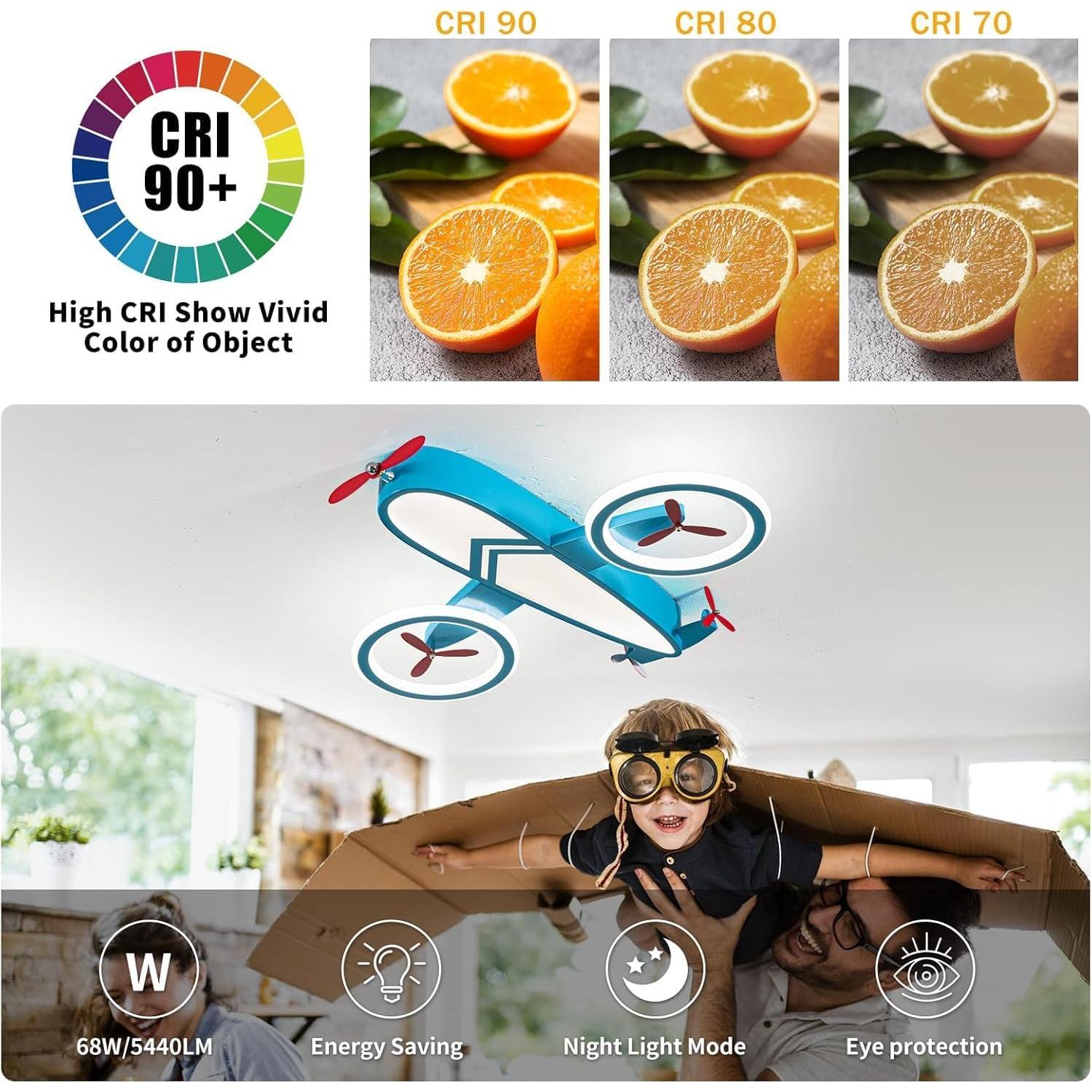 Luz de Techo LED YUDINGKEJI Aviación Azul 68W Control Remoto