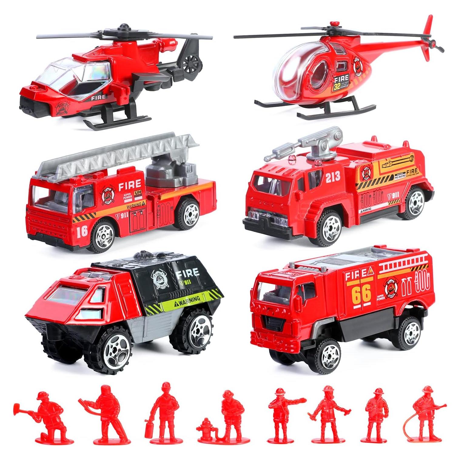 Juego de Juguetes de Bomberos FANELEQU 14 Pcs Mini Vehículos