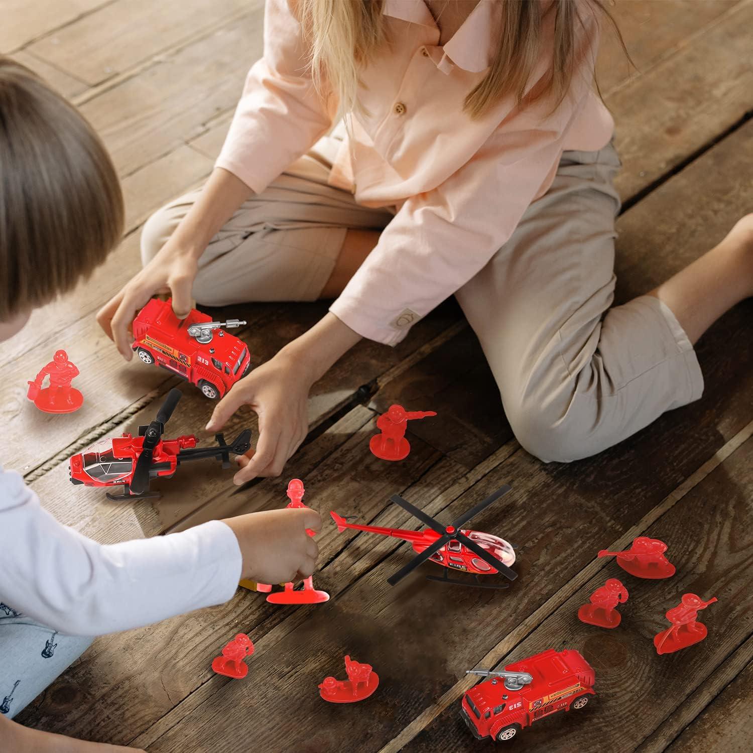 Juego de Juguetes de Bomberos FANELEQU 14 Pcs Mini Vehículos