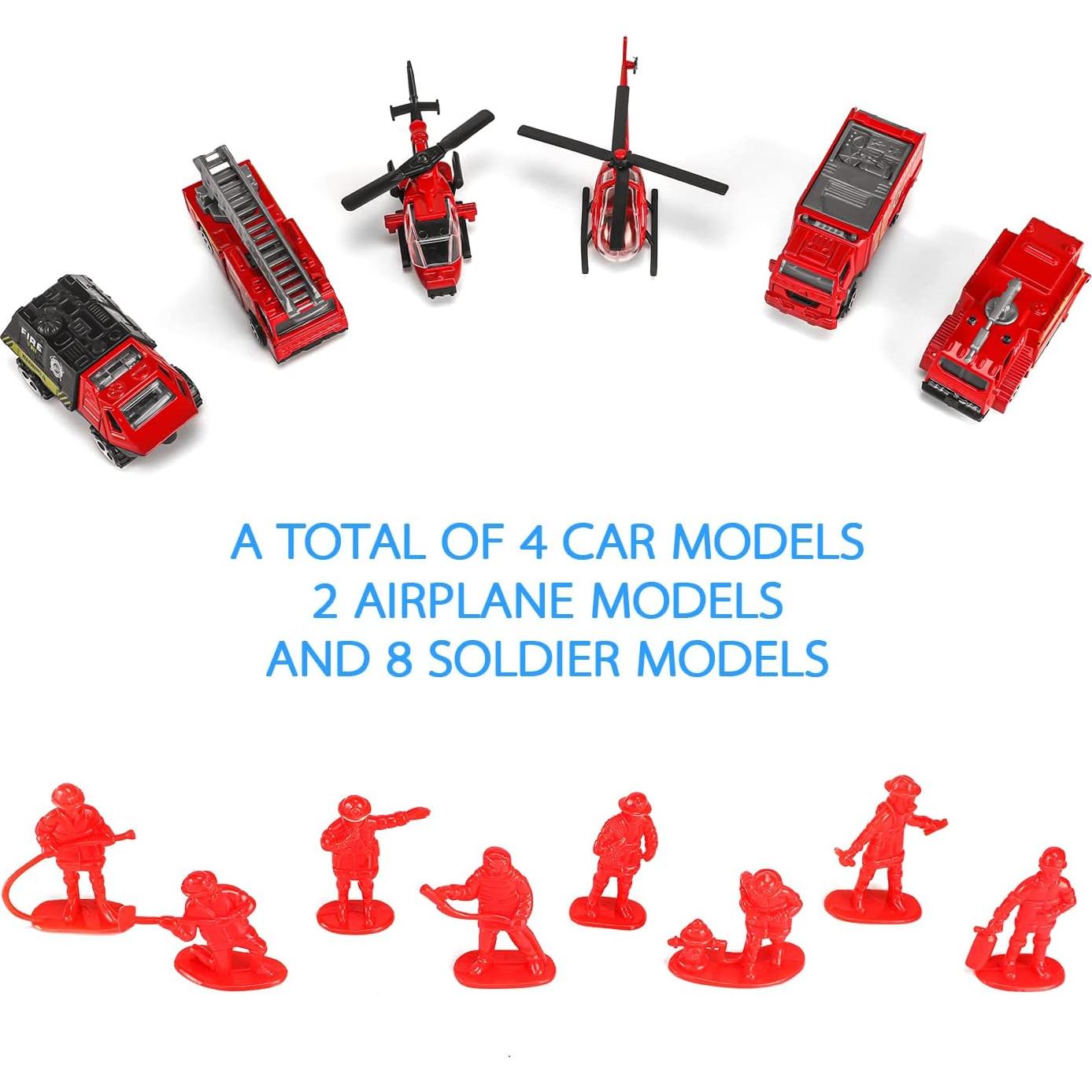 Juego de Juguetes de Bomberos FANELEQU 14 Pcs Mini Vehículos