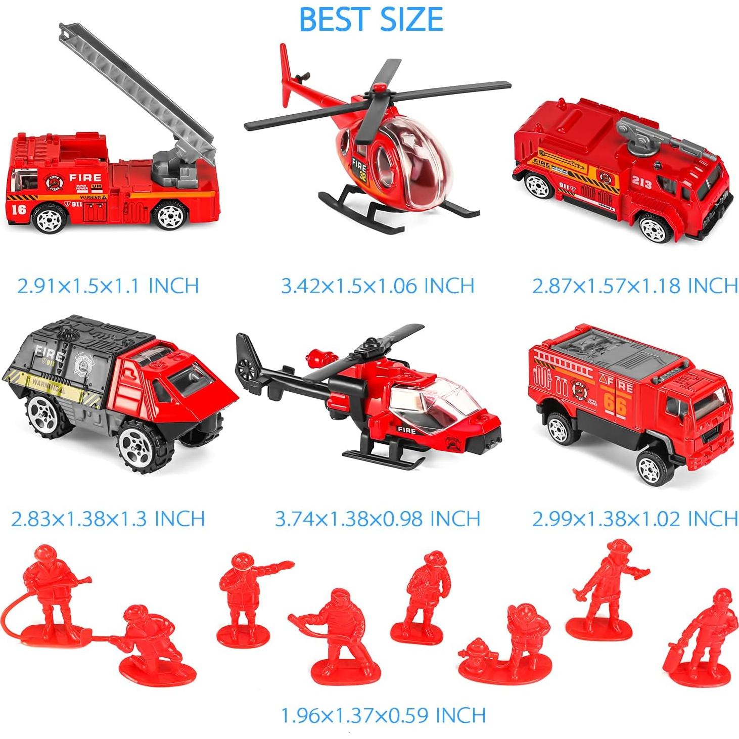 Juego de Juguetes de Bomberos FANELEQU 14 Pcs Mini Vehículos