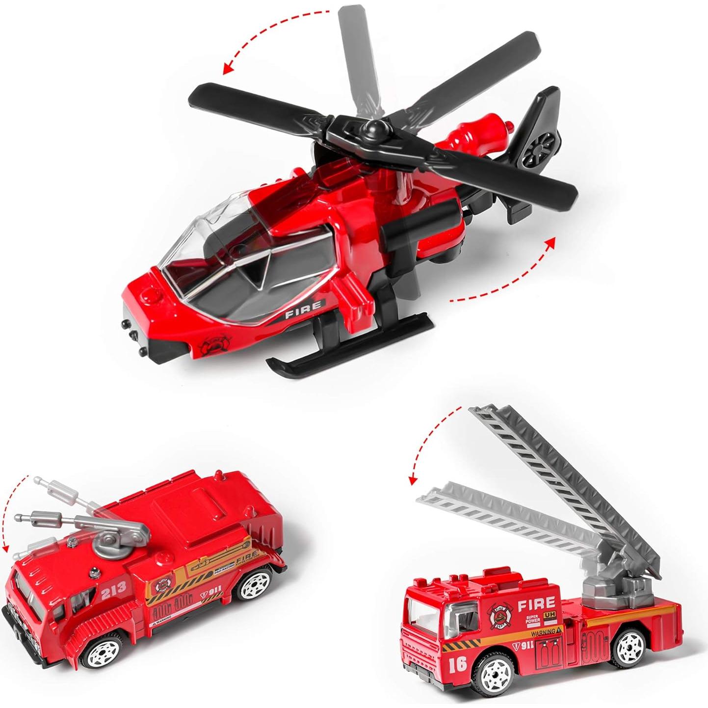 Set de Juguetes de Camiones de Bomberos DUNRIOG - 14 Piezas