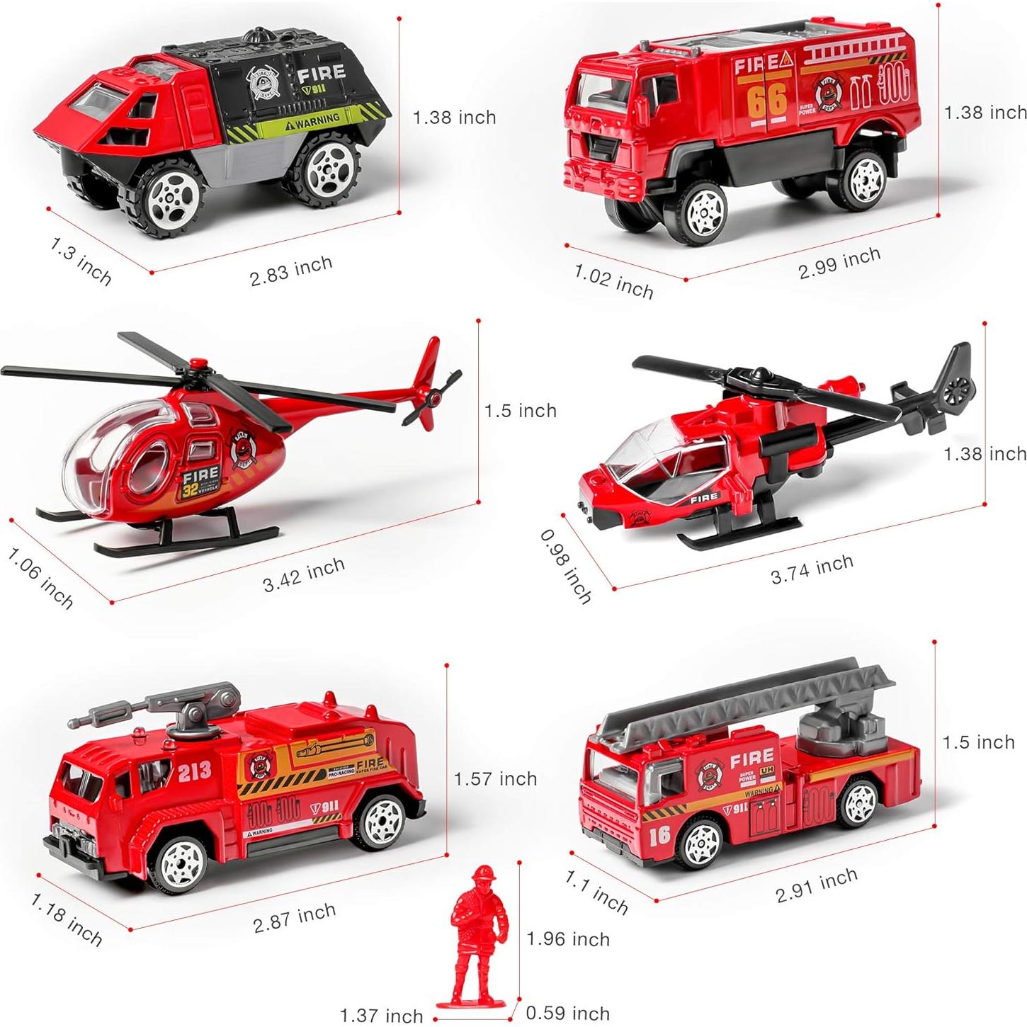 Set de Juguetes de Camiones de Bomberos DUNRIOG - 14 Piezas