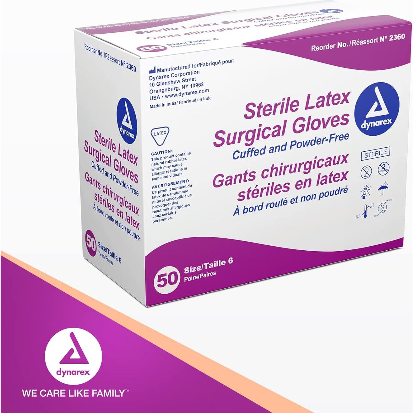 Guantes Quirúrgicos Estériles Dynarex Láttex 50 Pares T6