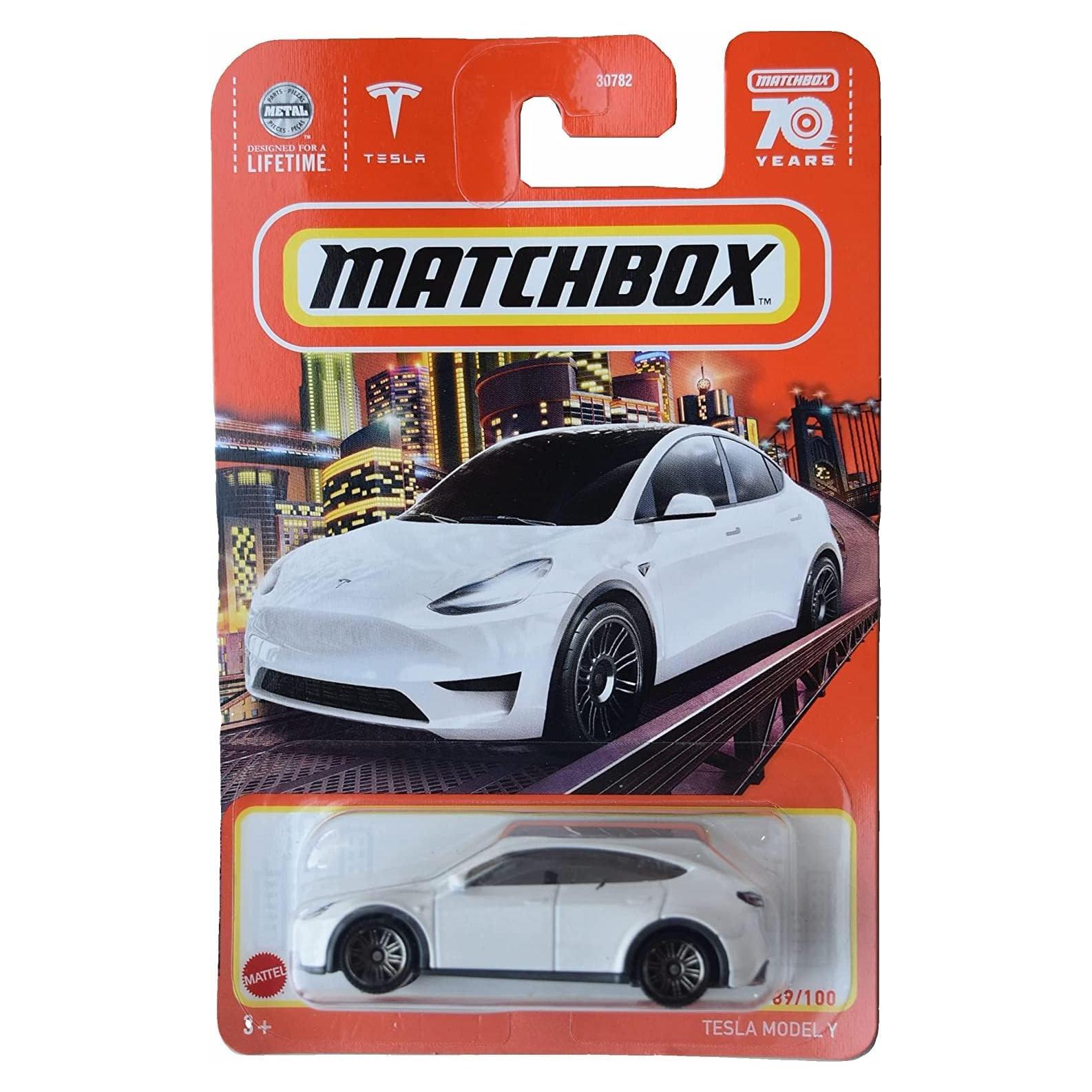 Matchbox Tesla Model Y 70 Años Coche de Juguete Blanco