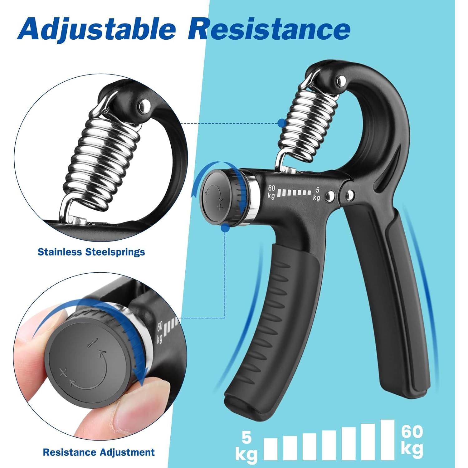 Entrenador de Fuerza de Agarre AIXPI 5-60kg Negro 1 Paquete