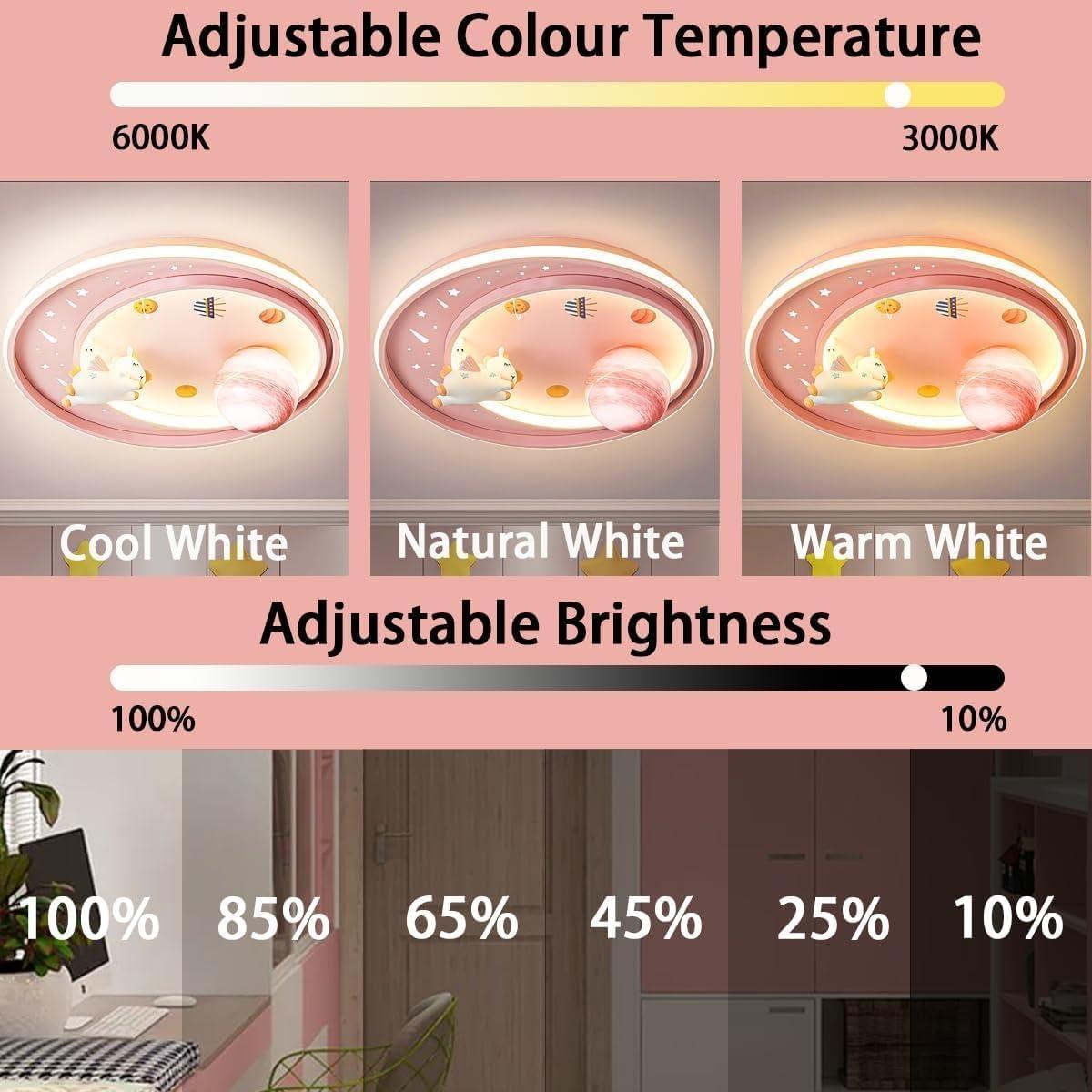 Luz de Techo LED Unicornio Dayaerya 62W Regulable Rosa