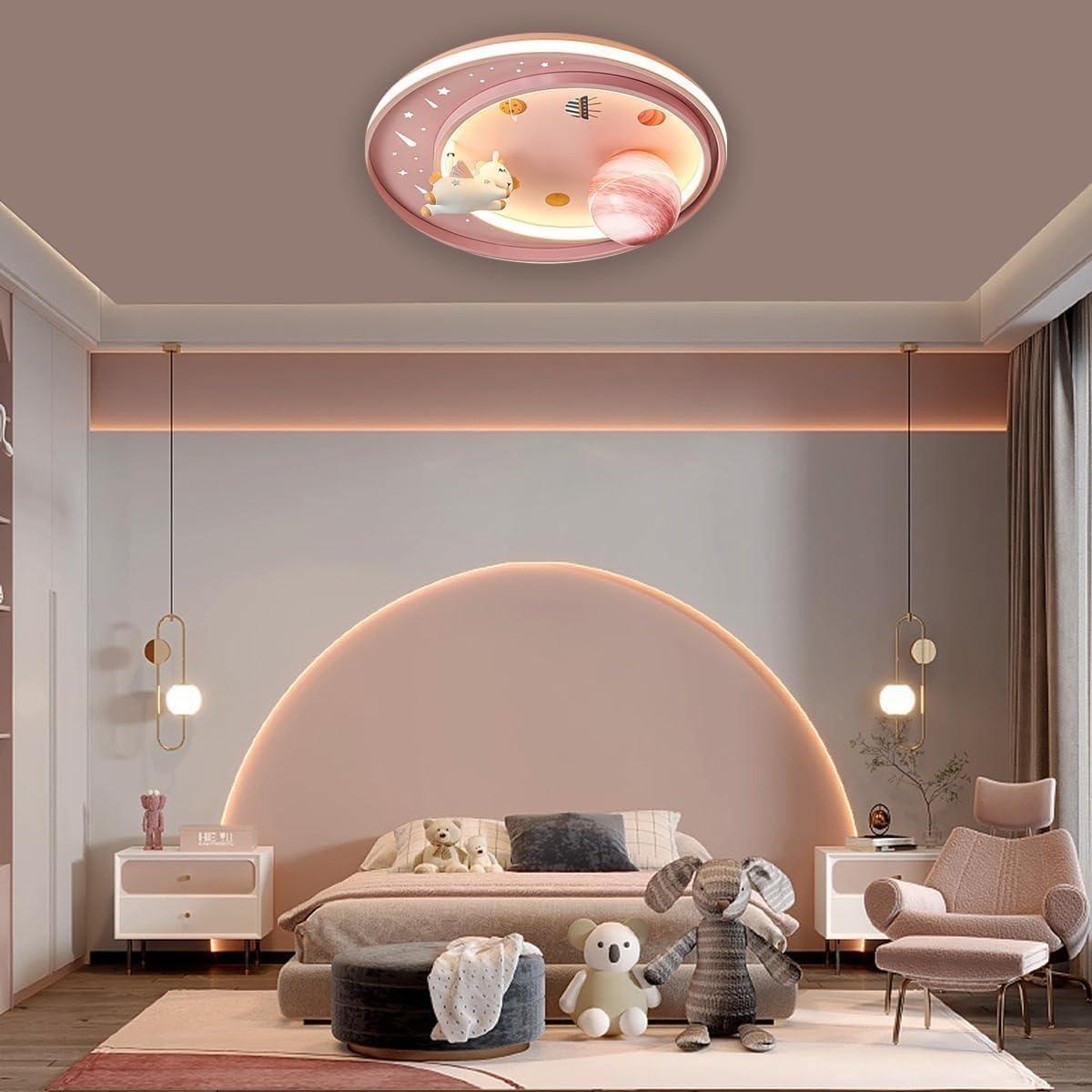 Luz de Techo LED Unicornio Dayaerya 62W Regulable Rosa