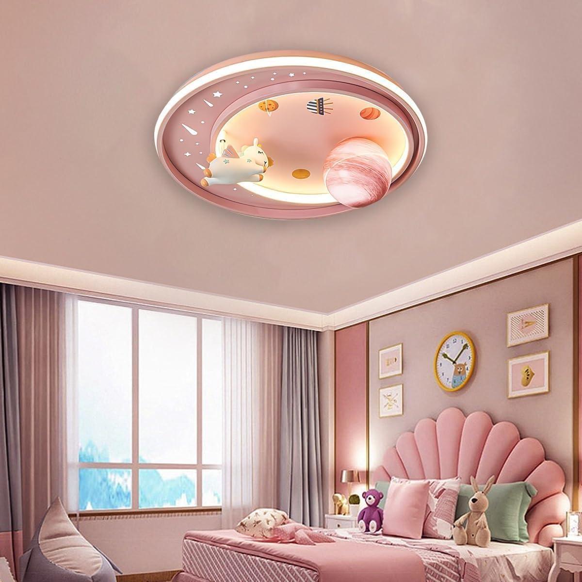 Luz de Techo LED Unicornio Dayaerya 62W Regulable Rosa
