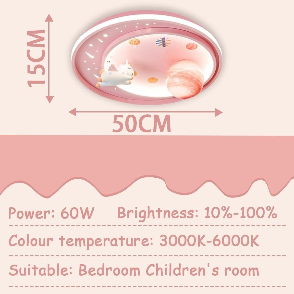 Luz de Techo LED Unicornio Dayaerya 62W Regulable Rosa