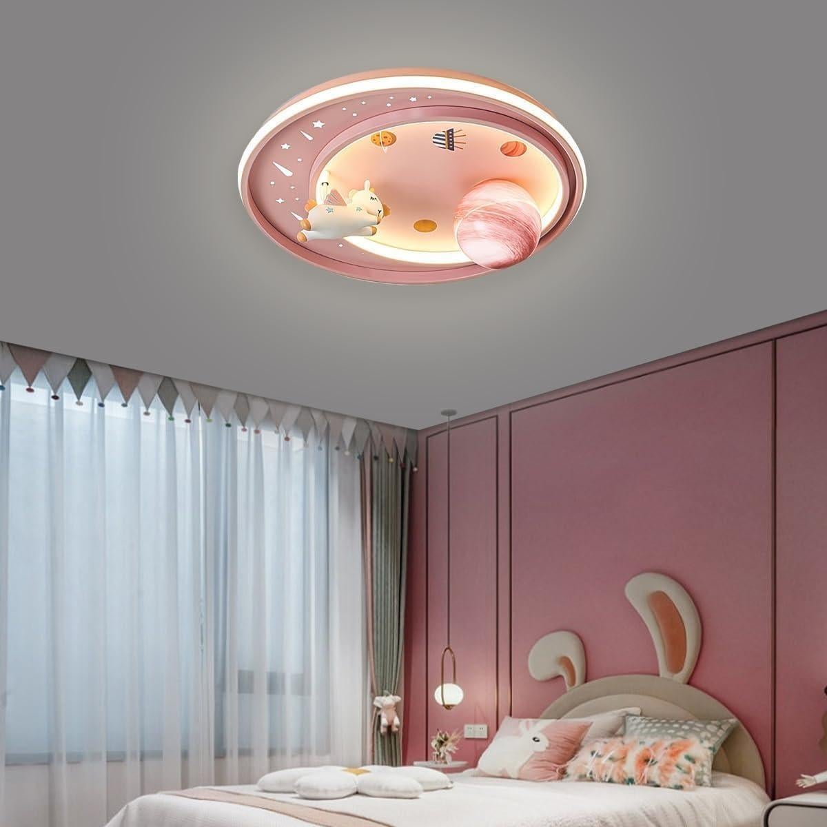 Luz de Techo LED Unicornio Dayaerya 62W Regulable Rosa
