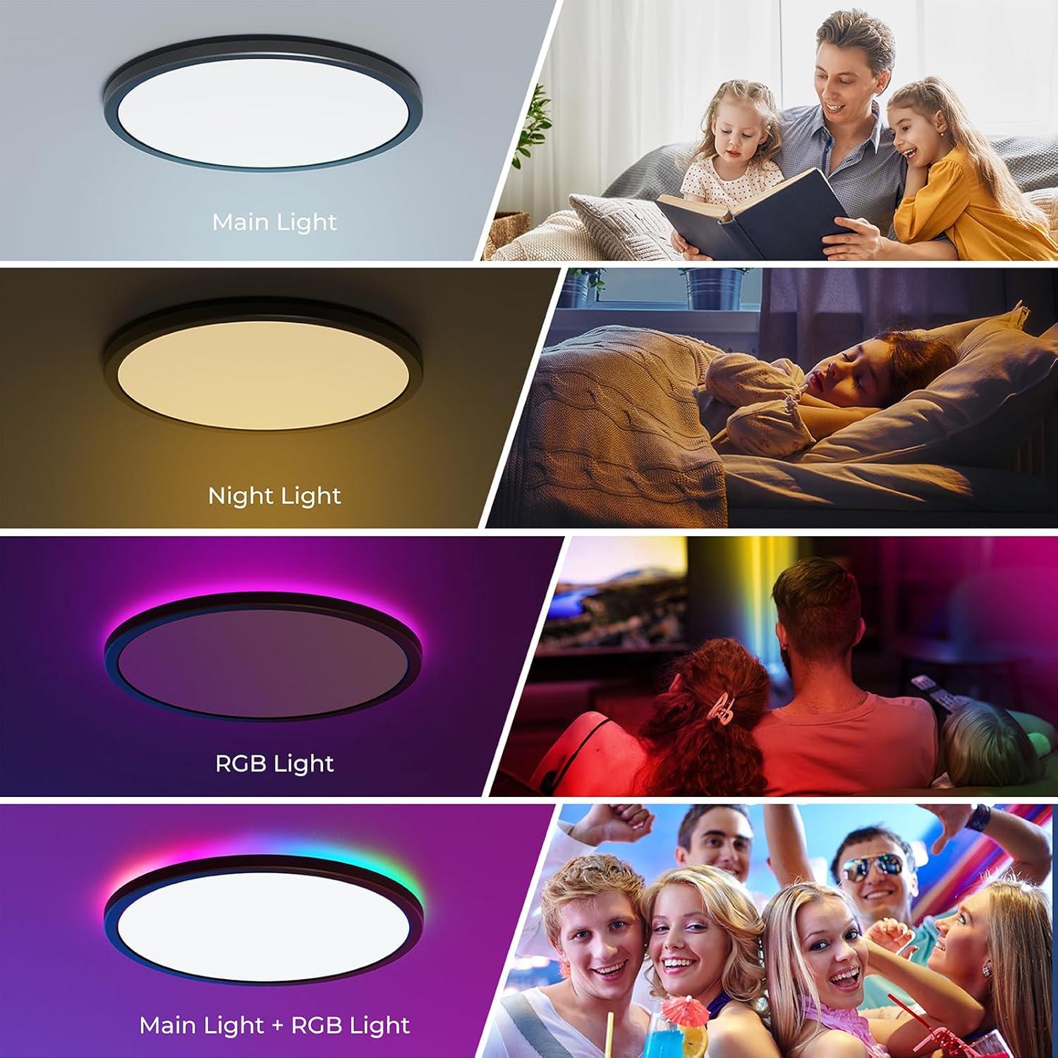 Luz de Techo LED Annaror 24W RGB Regulable 32cm Negra