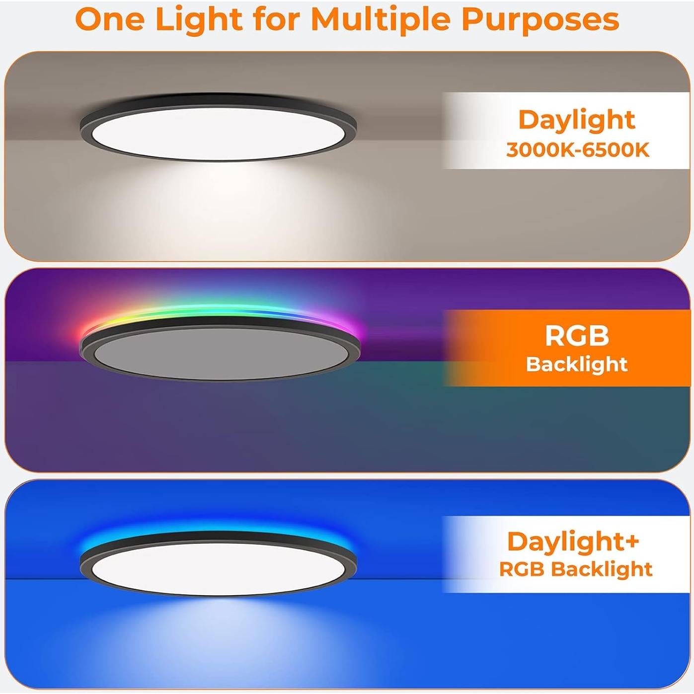 Luz de Techo LED Annaror 24W RGB Regulable 32cm Negra