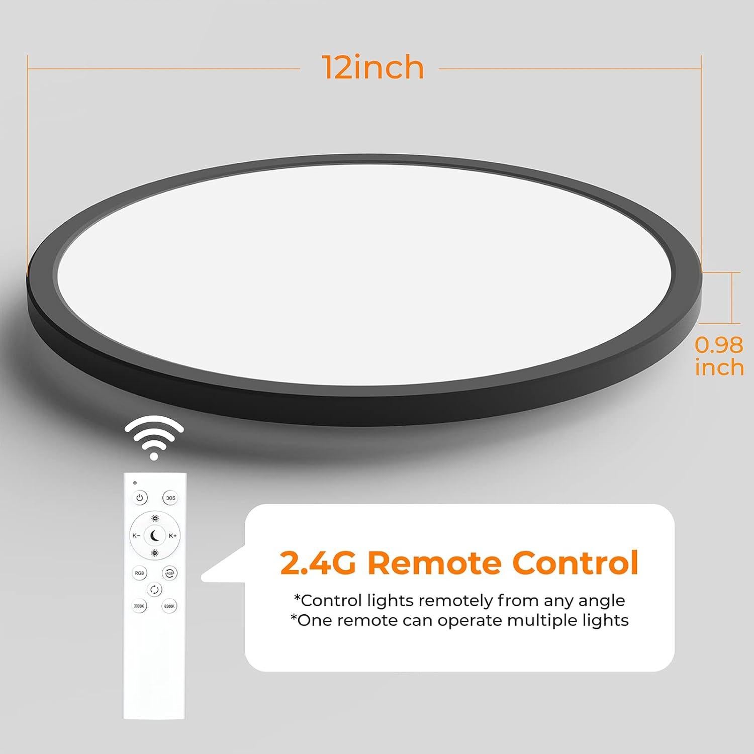 Luz de Techo LED Annaror 24W RGB Regulable 32cm Negra