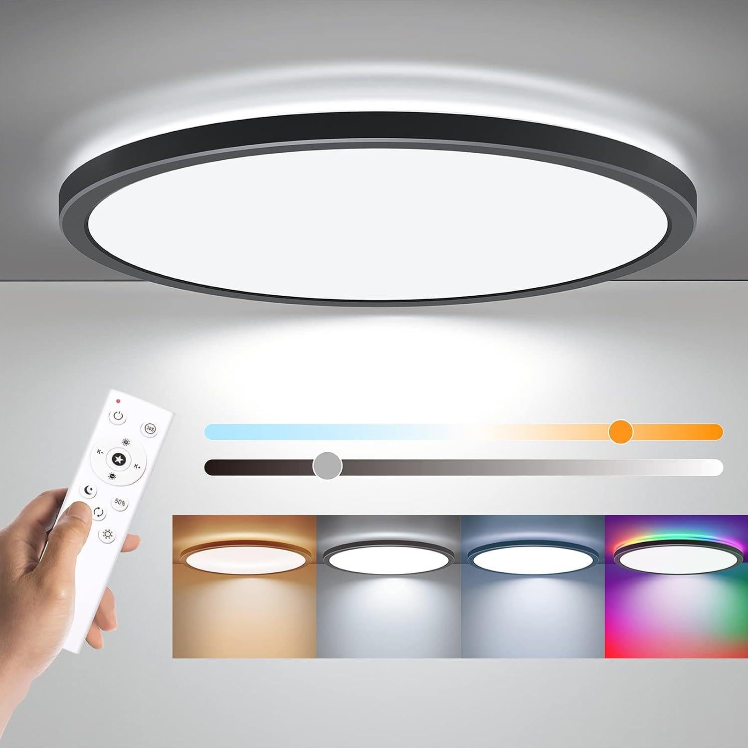 Luz de Techo LED Annaror 24W RGB Regulable 32cm Negra