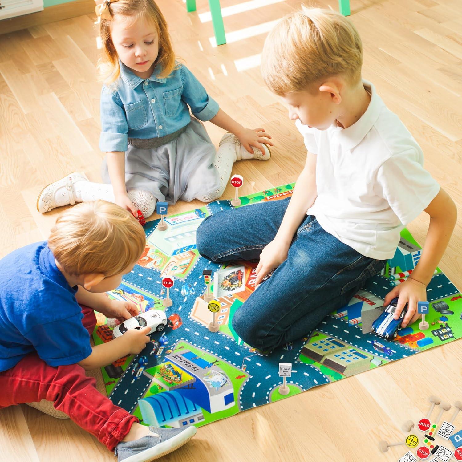 Juego de Señales de Tráfico de Madera Attatoy - 14 Piezas