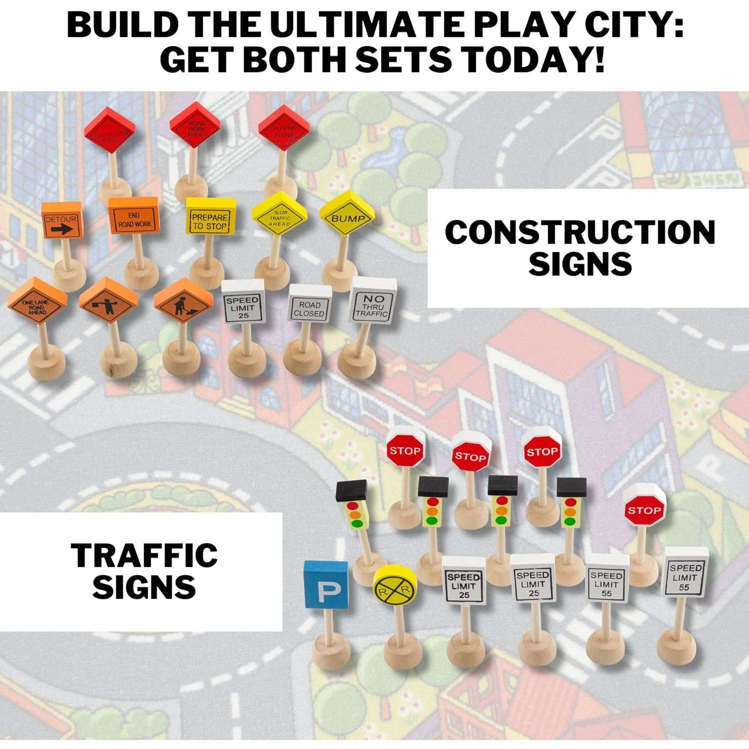 Juego de Señales de Tráfico de Madera Attatoy - 14 Piezas