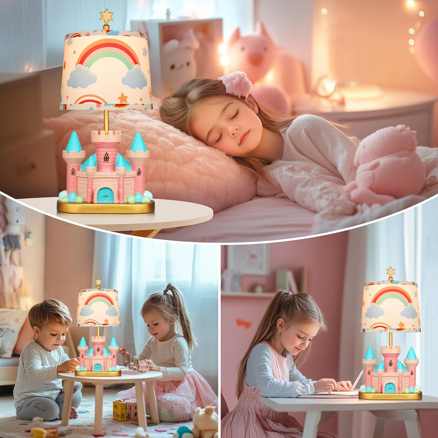 Lámpara de Mesa Rosa Hamucd Castillo para Niños LED