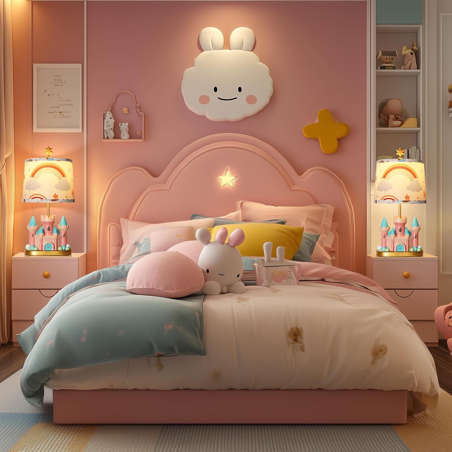 Lámpara de Mesa Rosa Hamucd Castillo para Niños LED