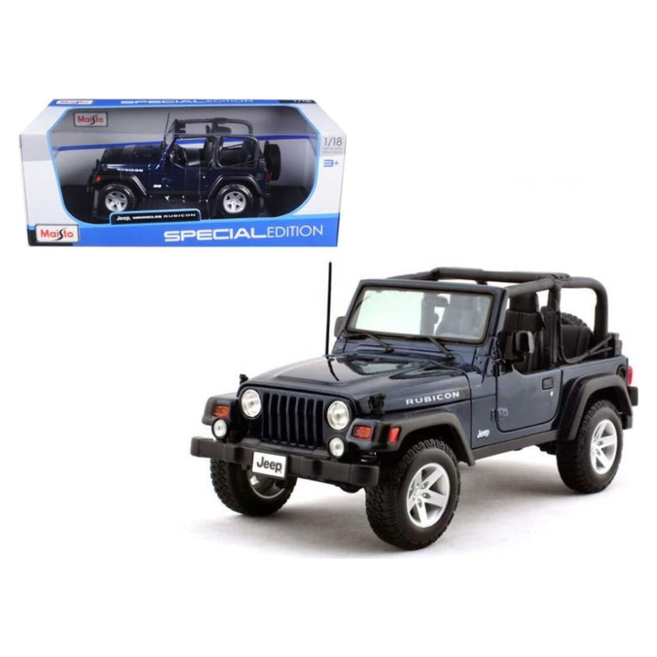 Maisto Jeep Wrangler Rubicon 1:18 Diecast Azul Medianoche