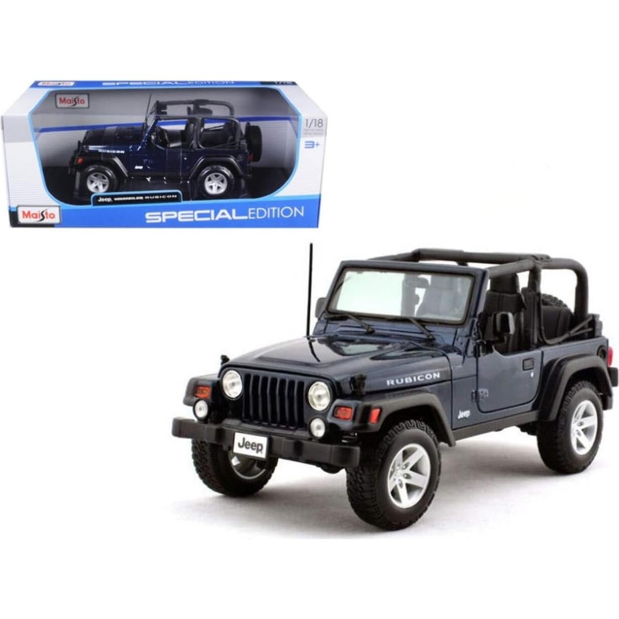 Maisto Jeep Wrangler Rubicon 1:18 Diecast Azul Medianoche