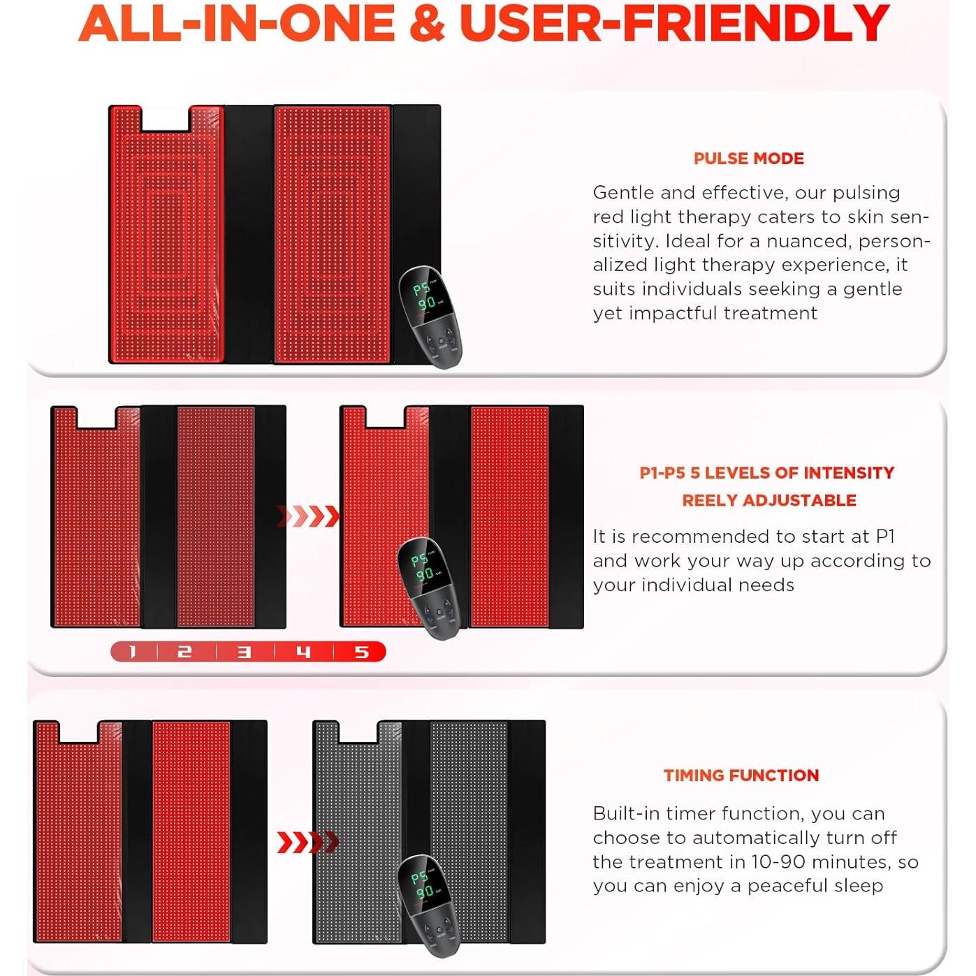 Almohadilla Terapia Luz Roja ADVARAYS 2520 LEDs 180x79 cm