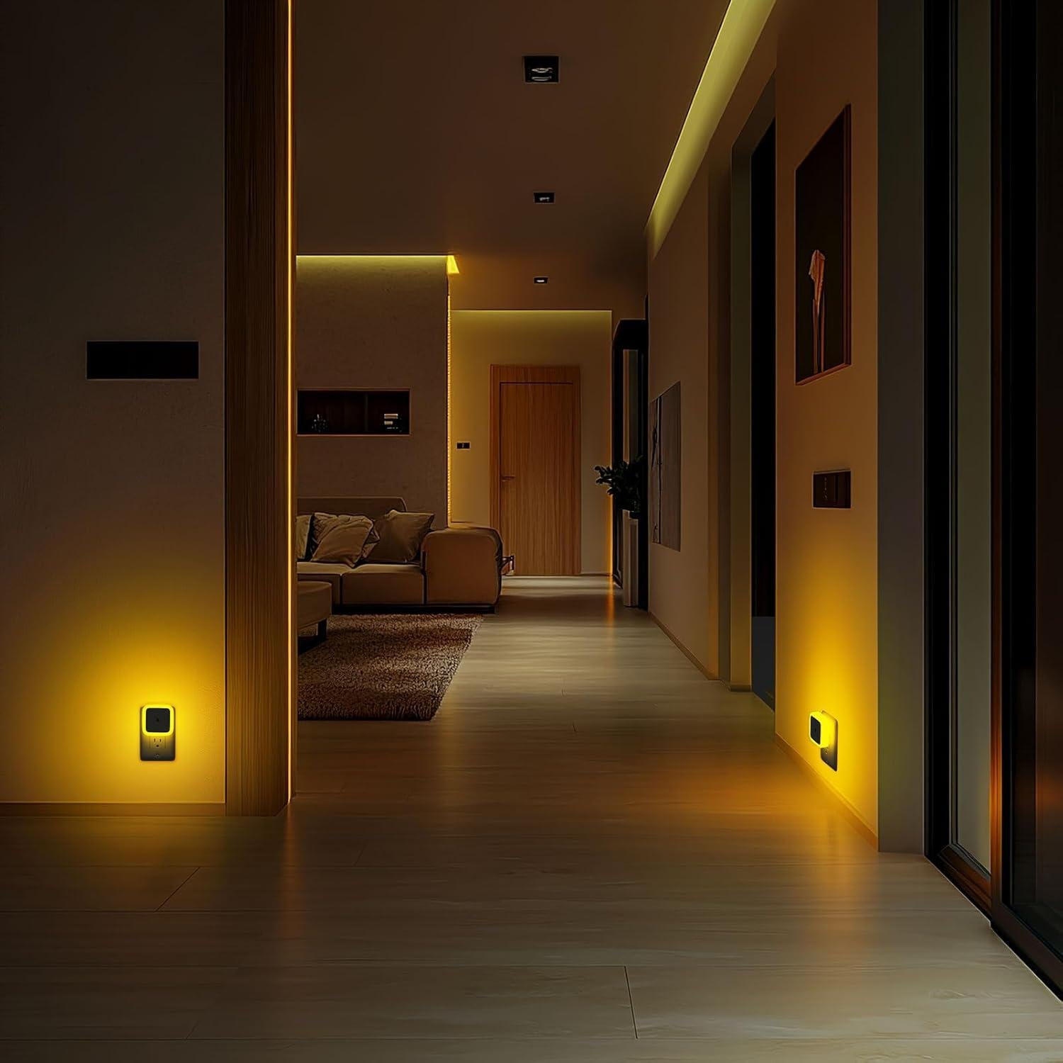 Luz Nocturna Sujeet LED Ámbar 4 Piezas Sensor Crepúsculo