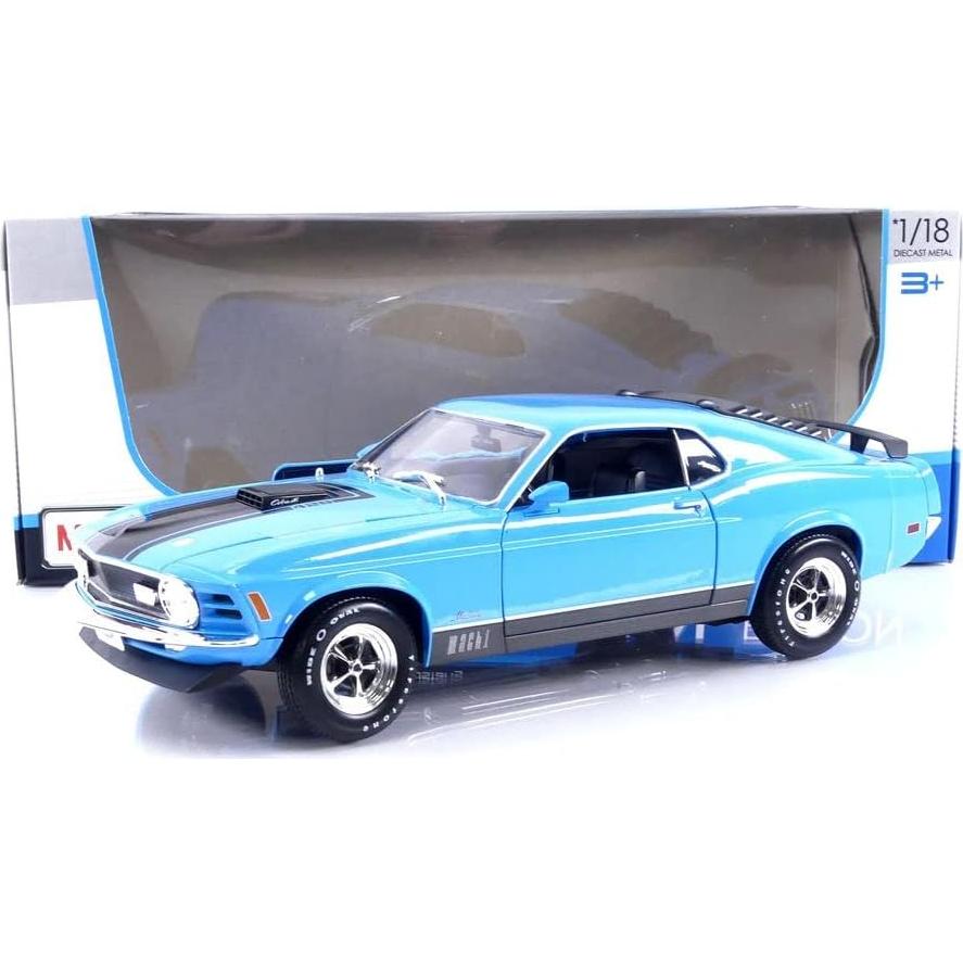 Coche Miniatura Ford Mustang Mach 1 1970 Maisto 1:18 Azul/Negro