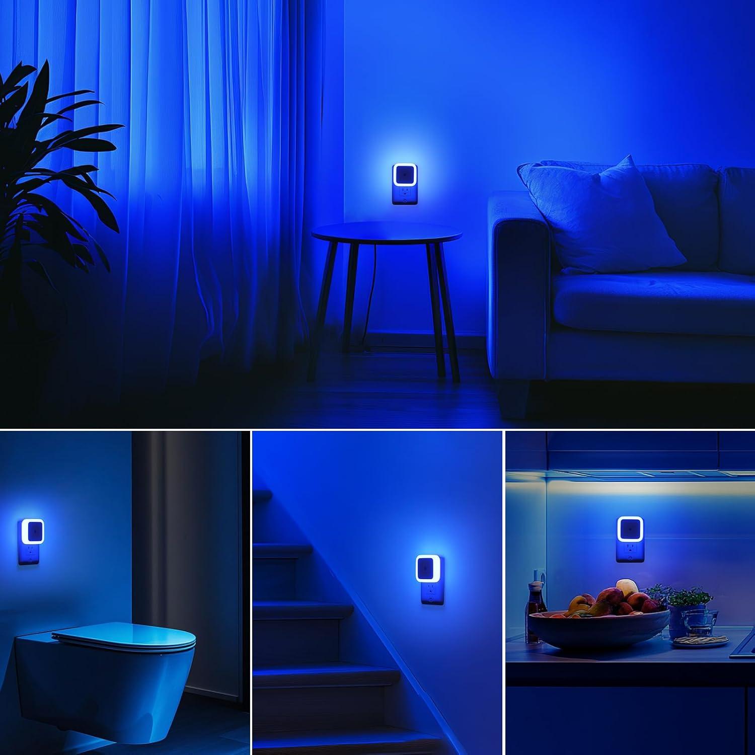 Luz Nocturna Enchufable Sujeet Azul Paquete de 4 LED