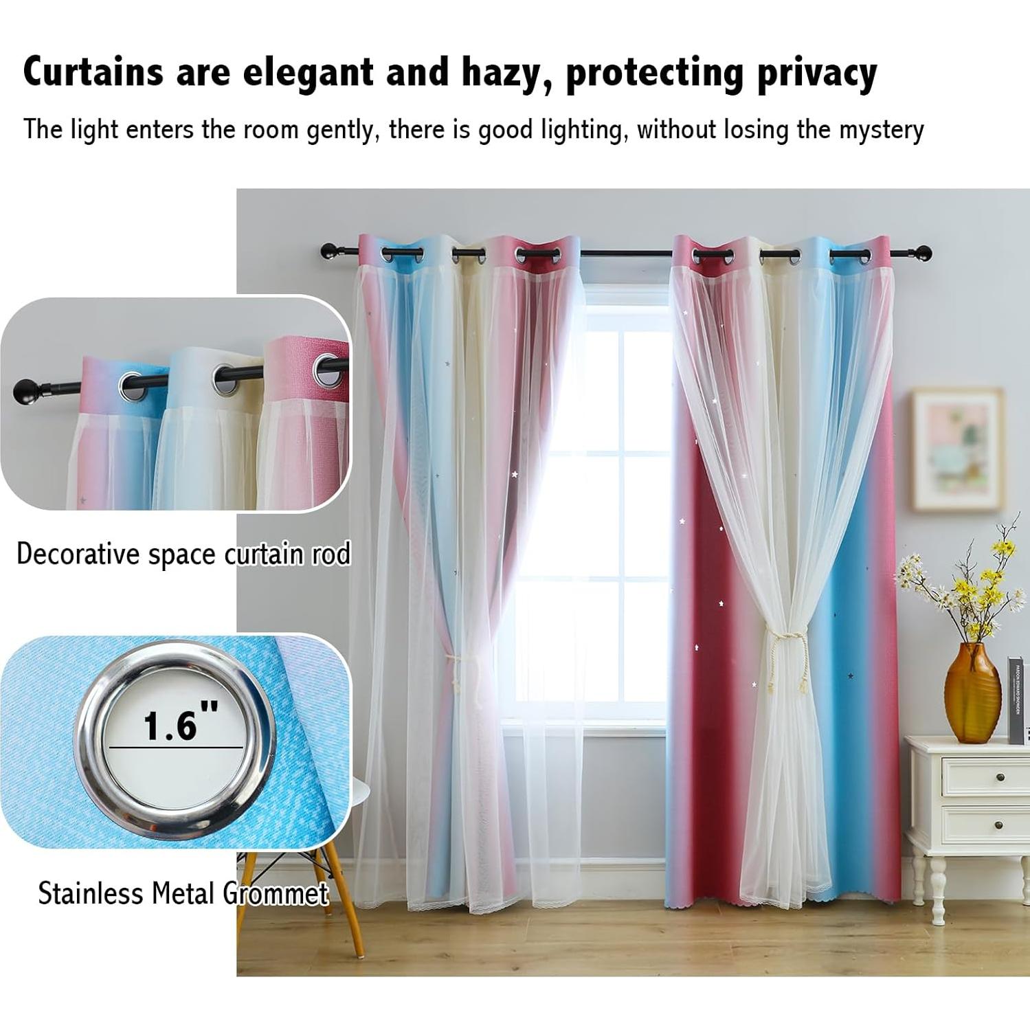 Cortinas Opacas Anytime para Niñas 52x240 cm Color Púrpura