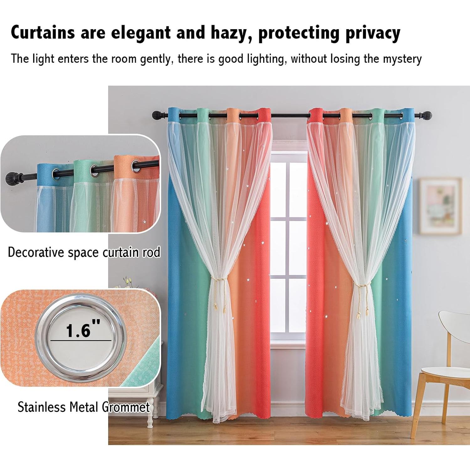 Cortina Opaca Anytime Arcoíris 1 Panel 132x160 cm