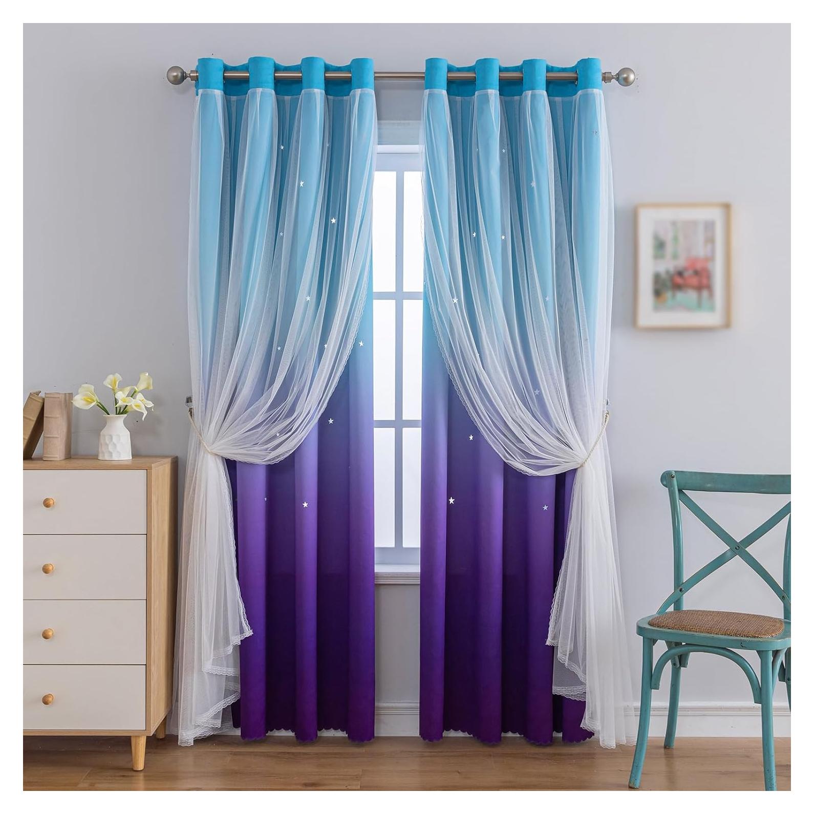 Cortina Blackout Anytime 1 Panel 132x183 cm Azul Púrpura