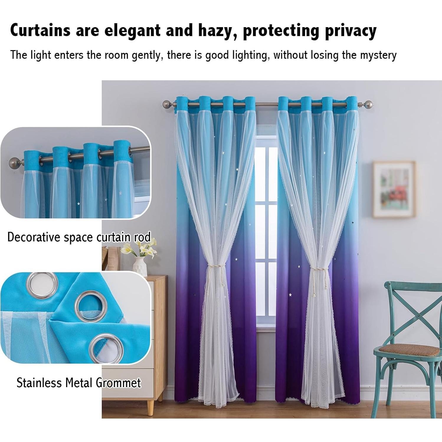 Cortina Blackout Anytime 1 Panel 132x183 cm Azul Púrpura