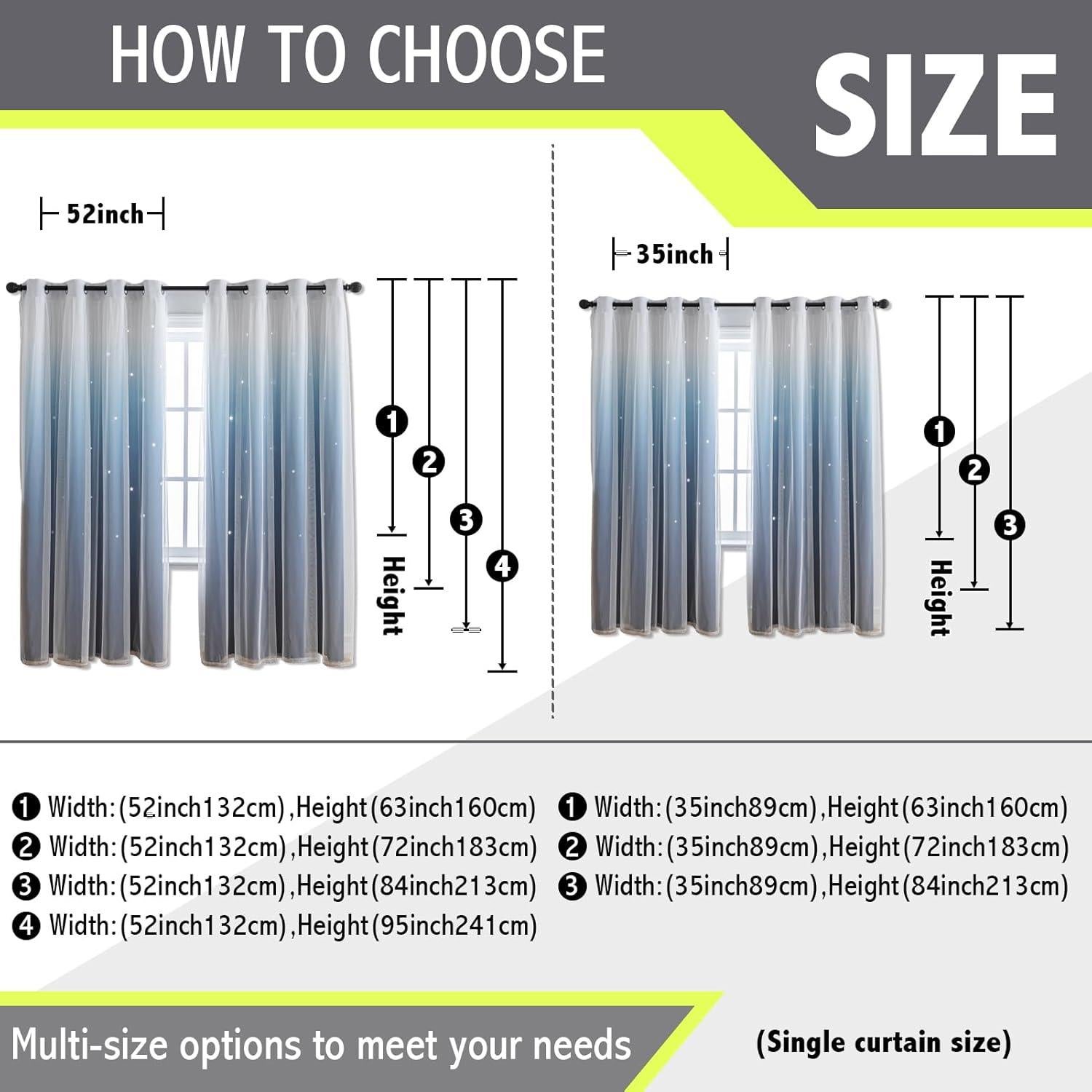 Cortina Opaca Anytime 1 Panel Azul 132x160 cm para Niñas