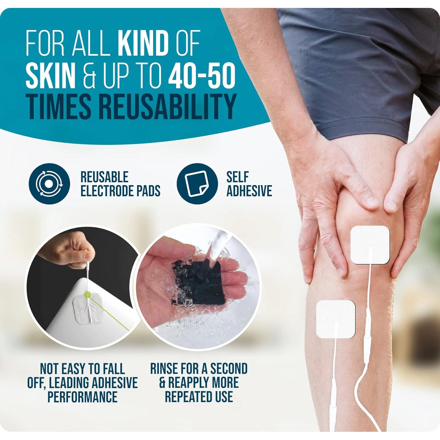 PADS de Reemplazo TENS 2x2 cm anrlafie - 8 PCS Reutilizables