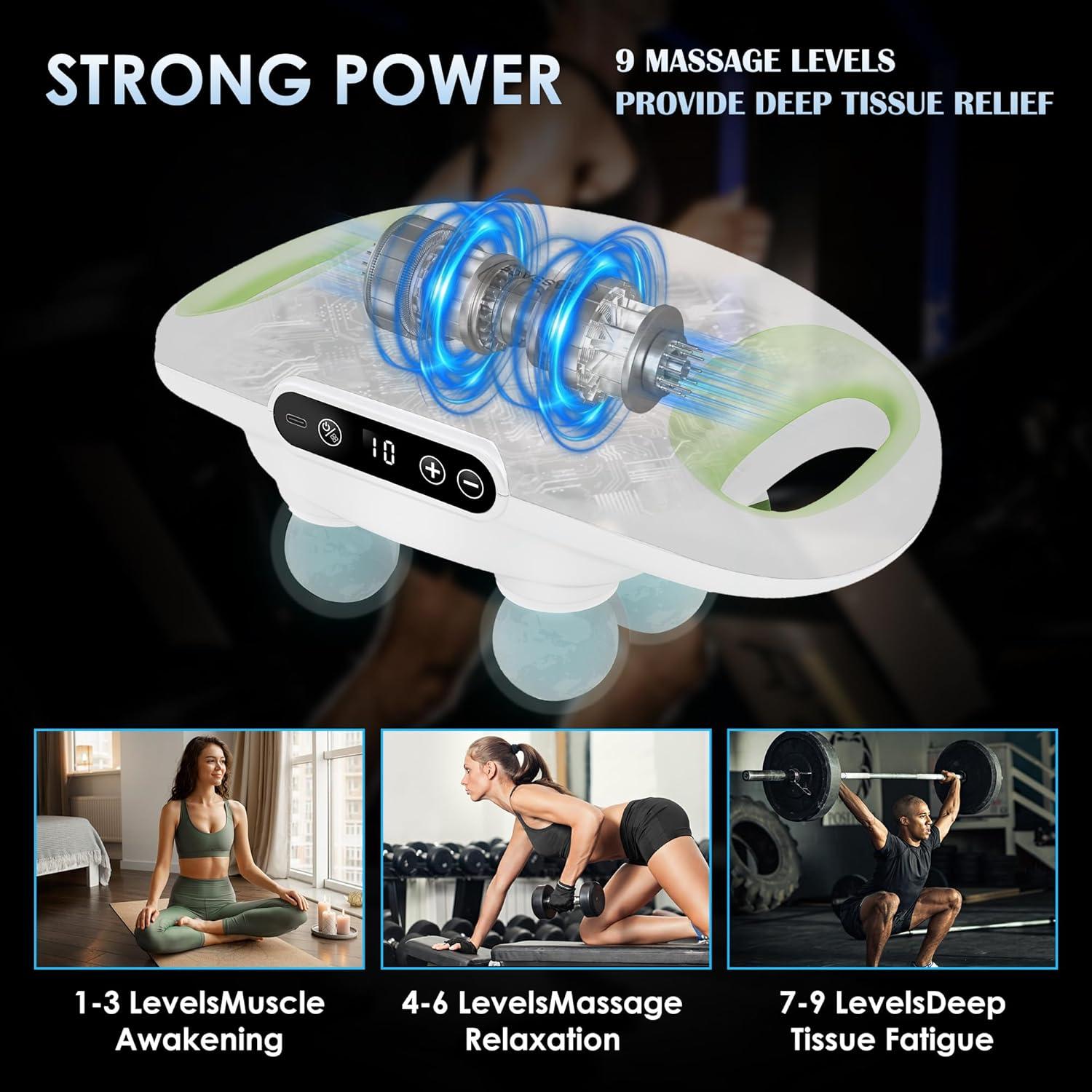 Pistola de Masaje Eléctrica APXPF Blanca - 9 Niveles y Modos