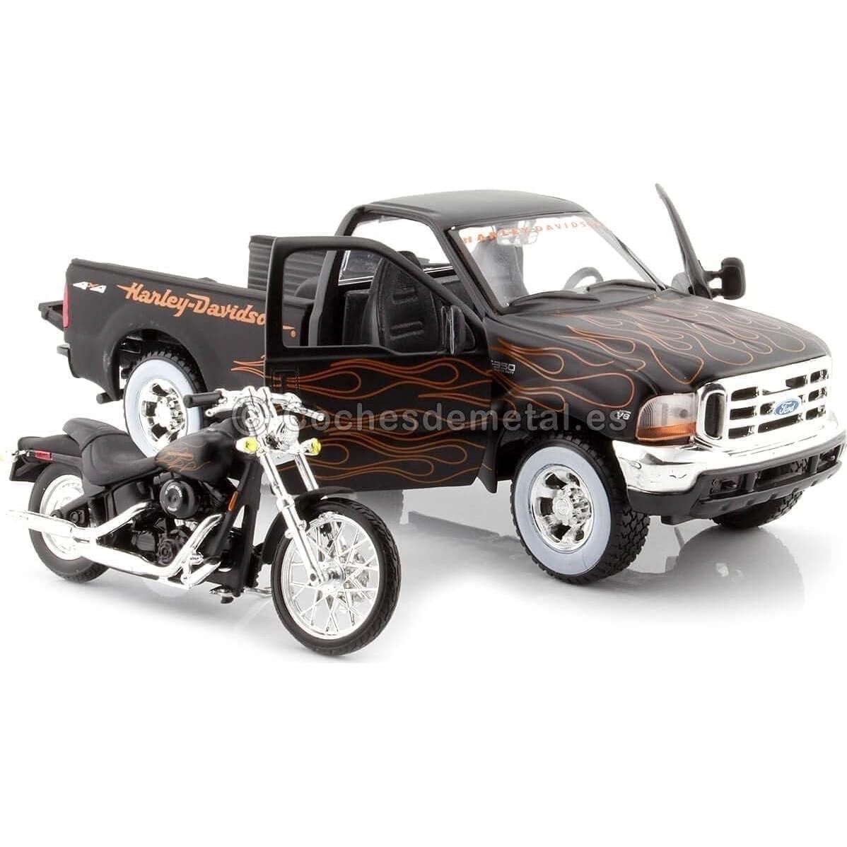 Maisto Miniatura Vehículo Ford F-350 y Harley Davidson 1:24