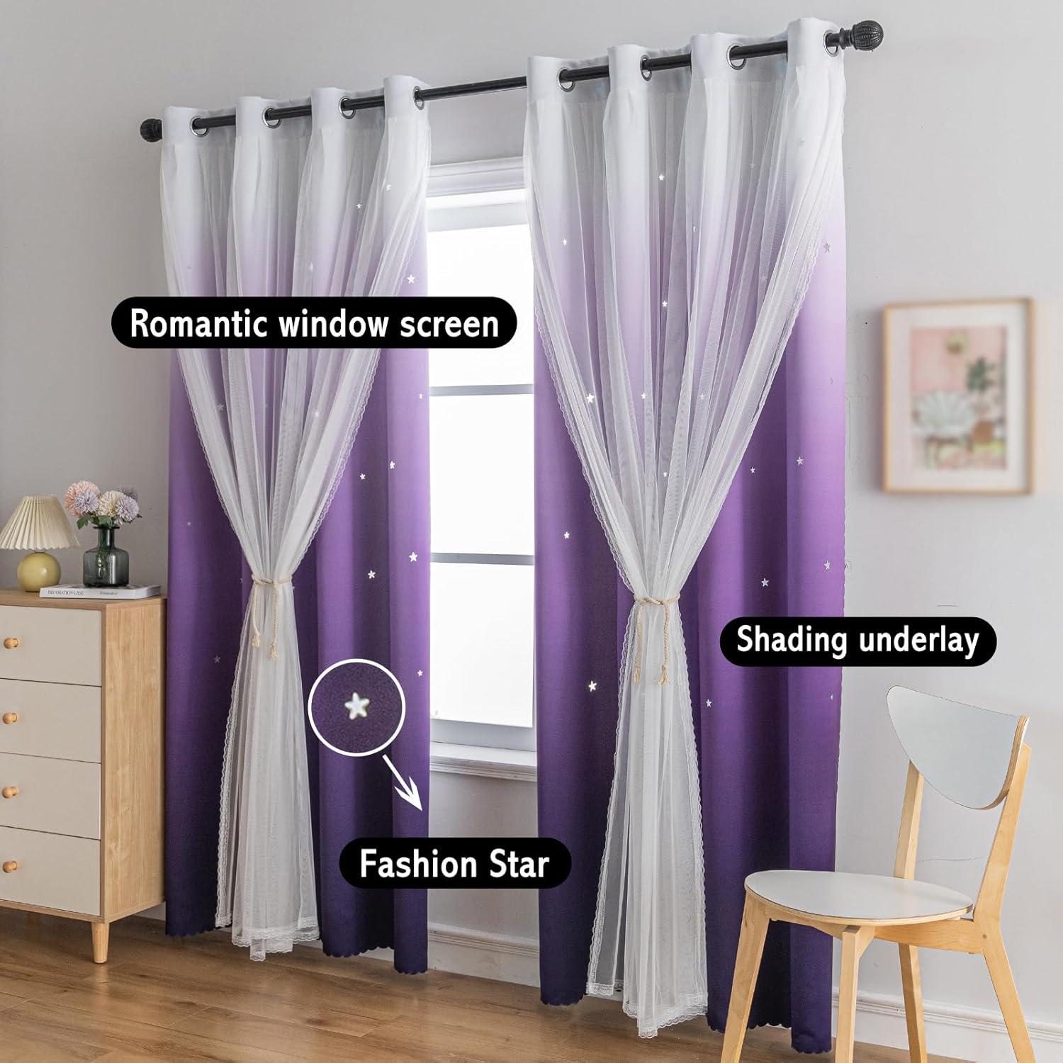 Cortina Opaca Anytime 1 Panel 132x160 cm Púrpura para Niñas