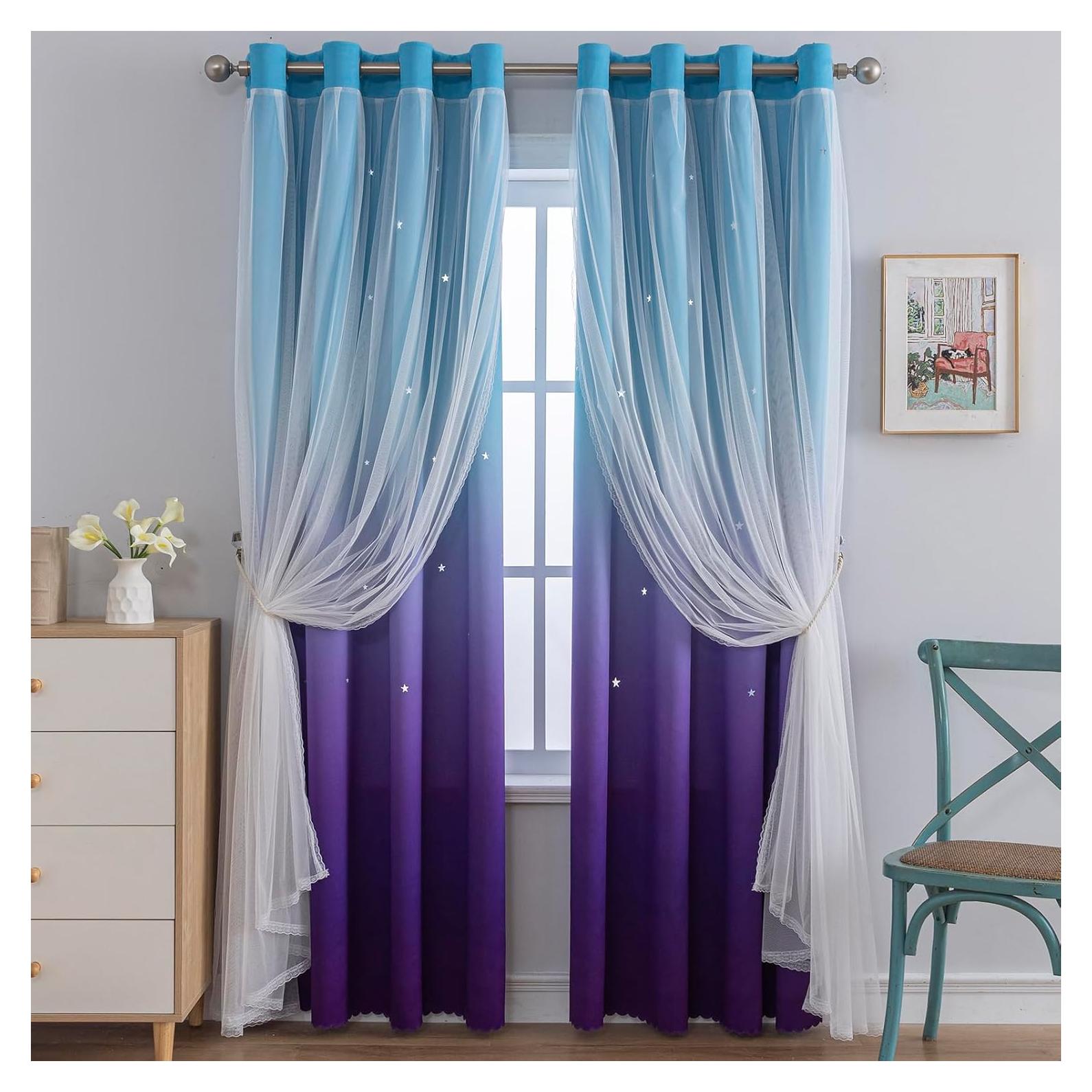 Cortina Blackout Anytime 1 Panel 132x213 cm Azul Púrpura