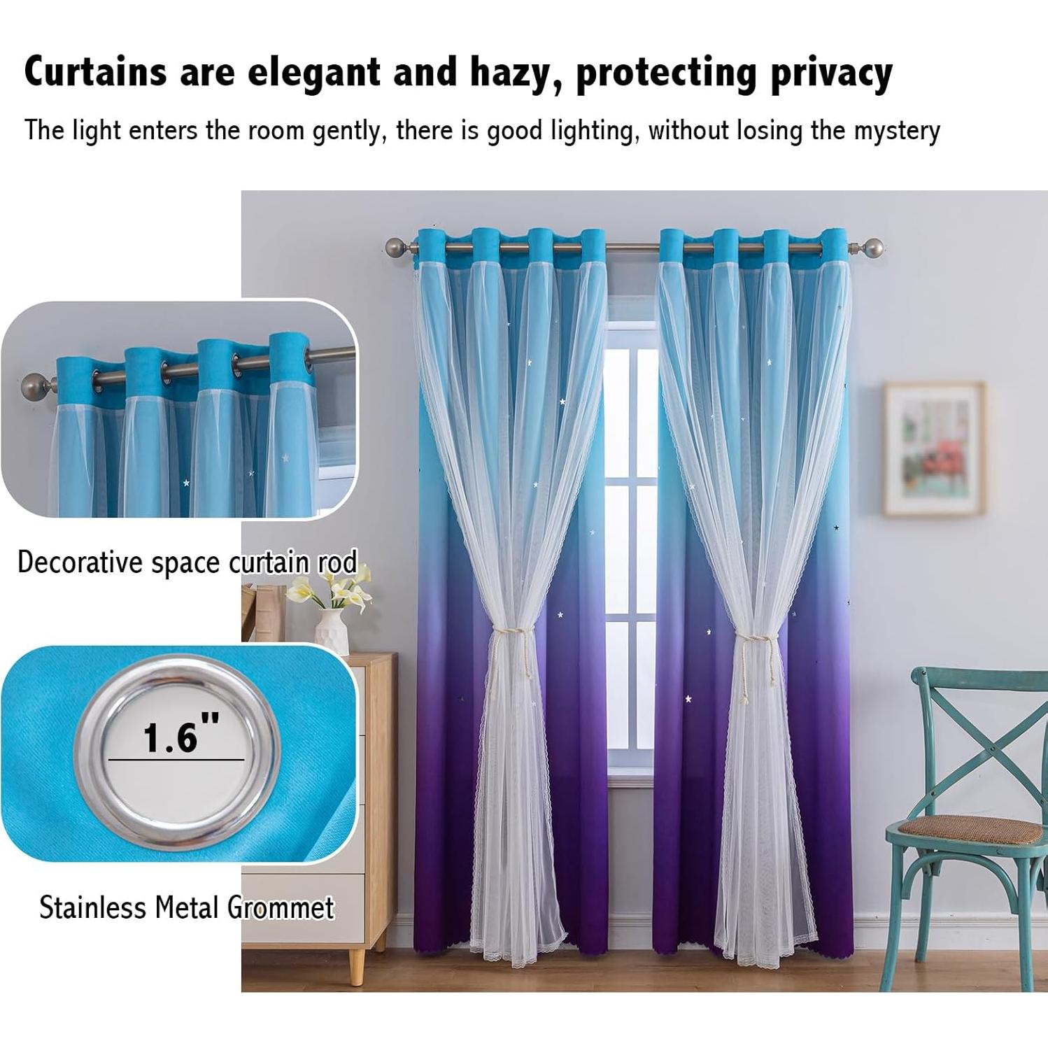 Cortina Blackout Anytime 1 Panel 132x213 cm Azul Púrpura