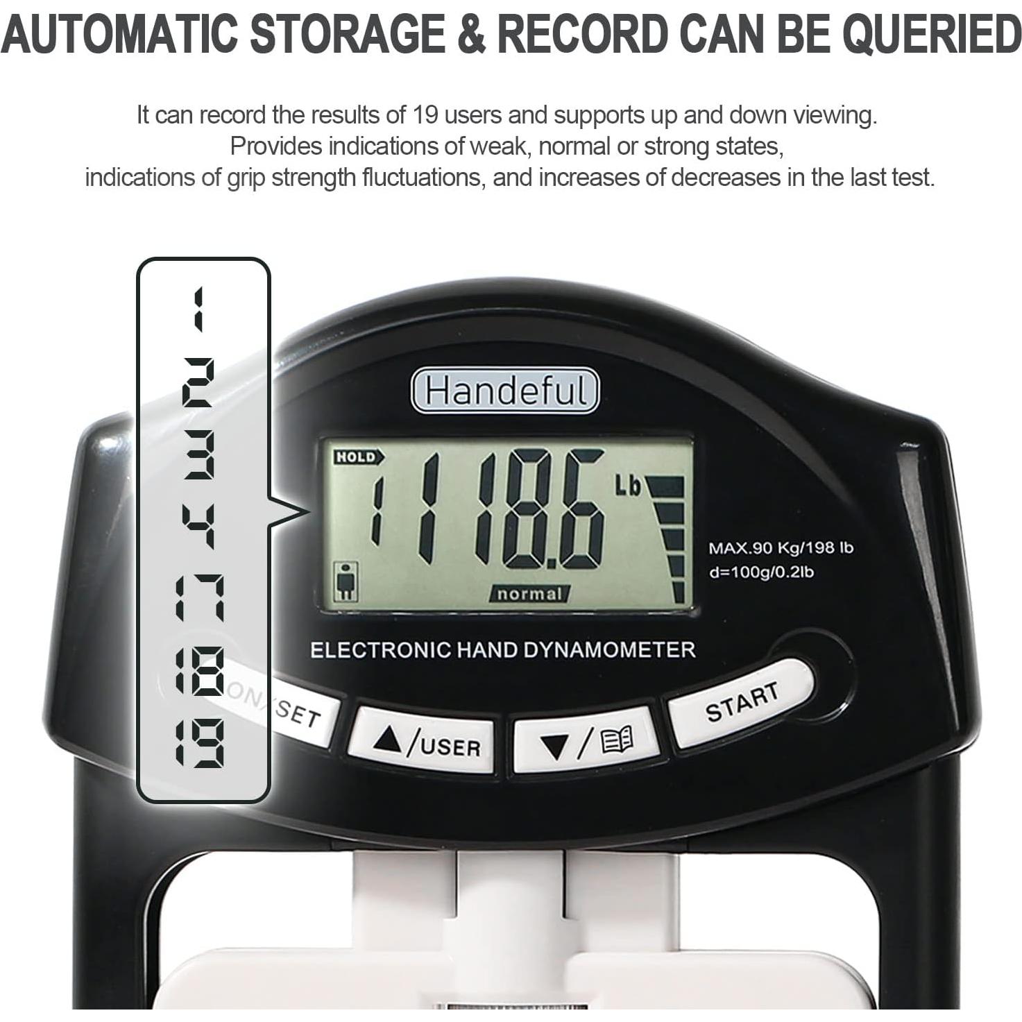 Tester de Fuerza de Agarre Handeful - Medidor Digital 90kg